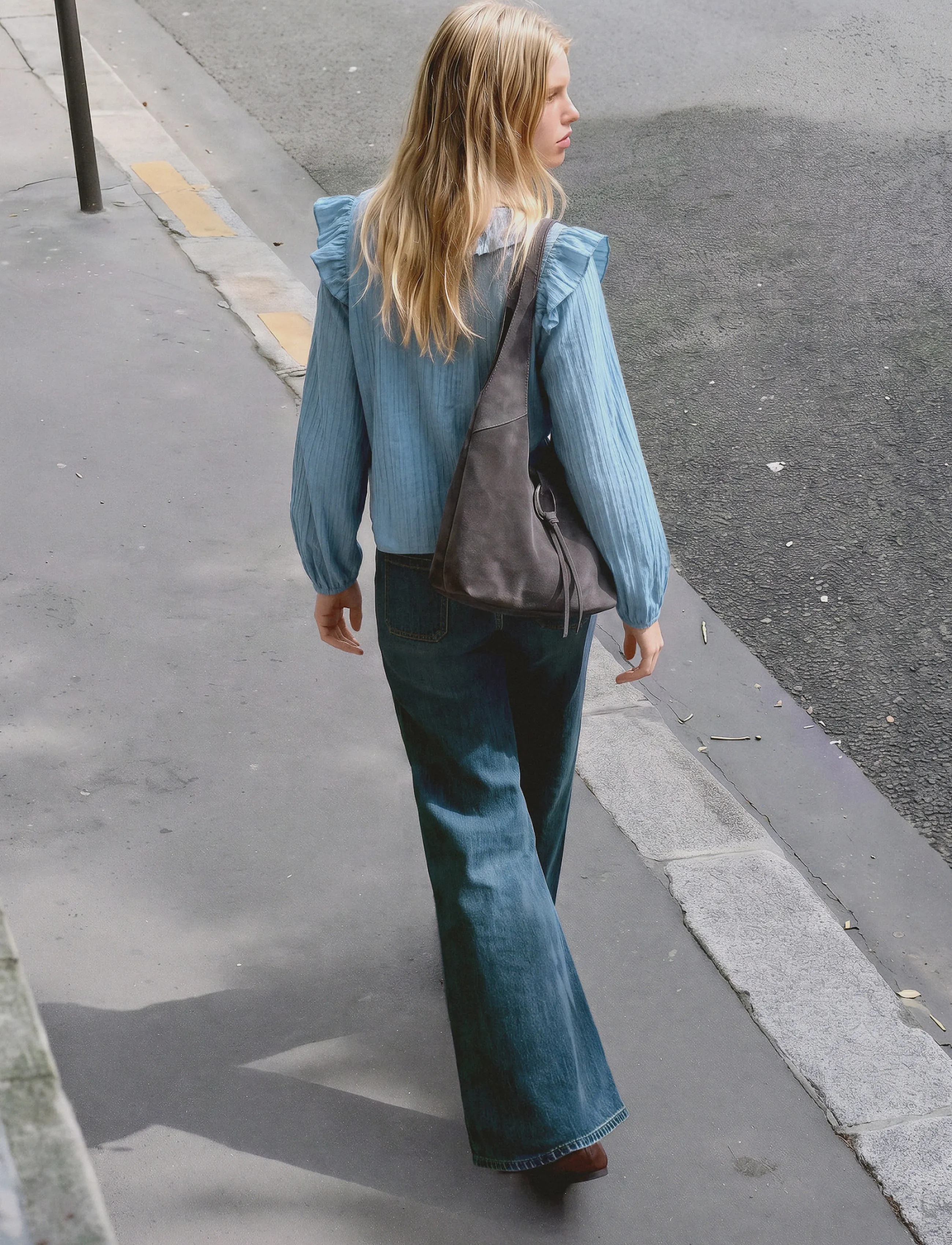 Mango Teen - Pleated blouse with ruffles - lt-pastel blue - 2