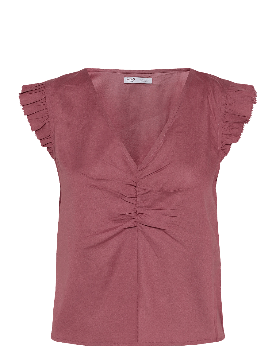 Mango Teen - V-neck top with frill detail - bluser & tunikaer - dark red - 1