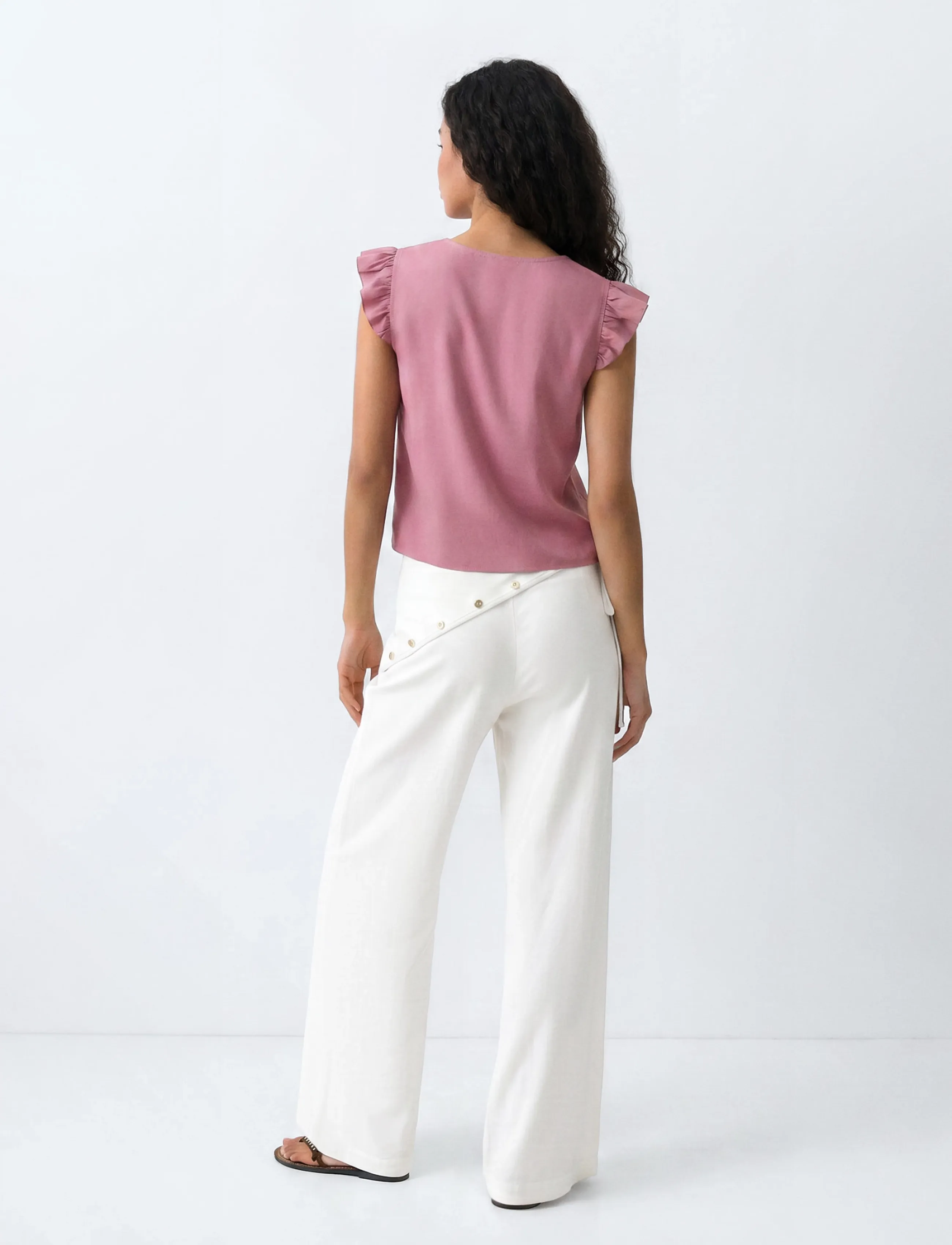 Mango Teen - V-neck top with frill detail - bluser & tunikaer - dark red - 3