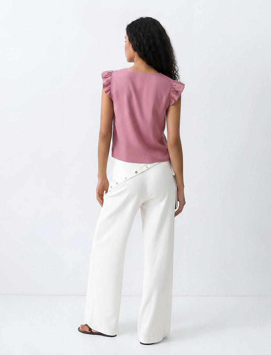 Mango Teen - V-neck top with frill detail - bluser & tunikaer - dark red - 3