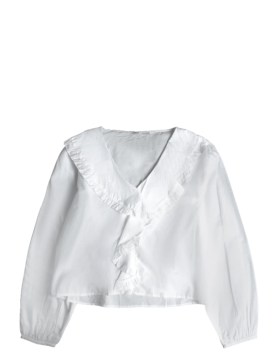 Mango Teen - Ruffled cotton blouse - bluser & tunikaer - natural white - 1