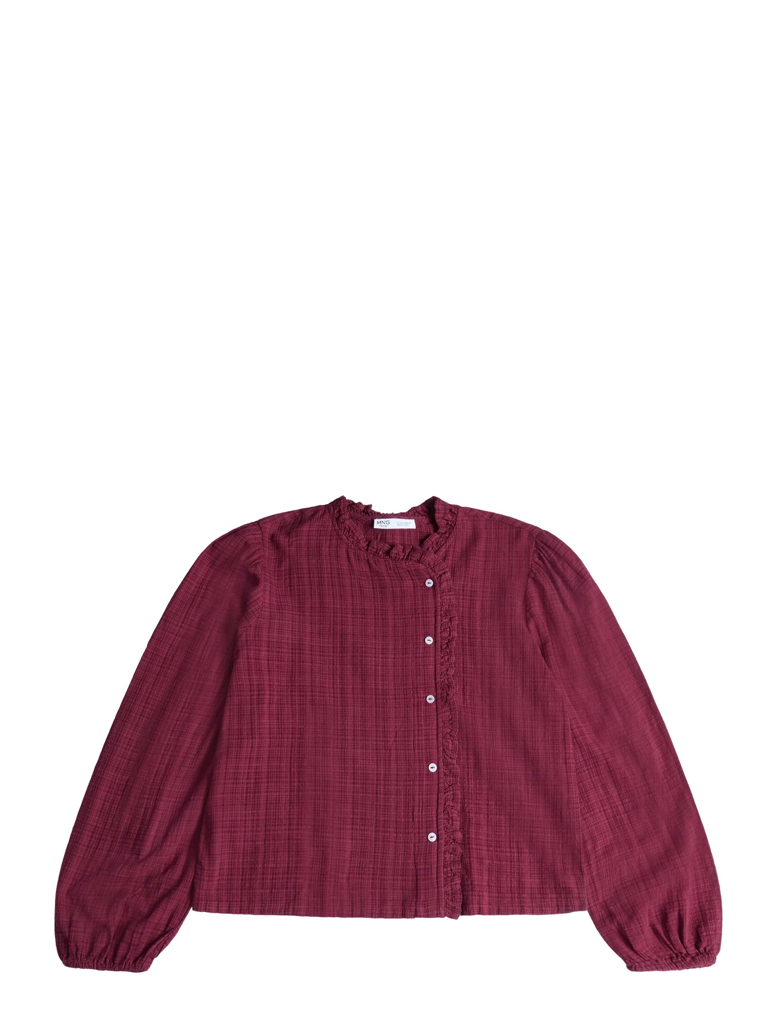 Mango Teen Wrap-front blouse with ruffle detail - Juletøj - DARK RED / burgundy