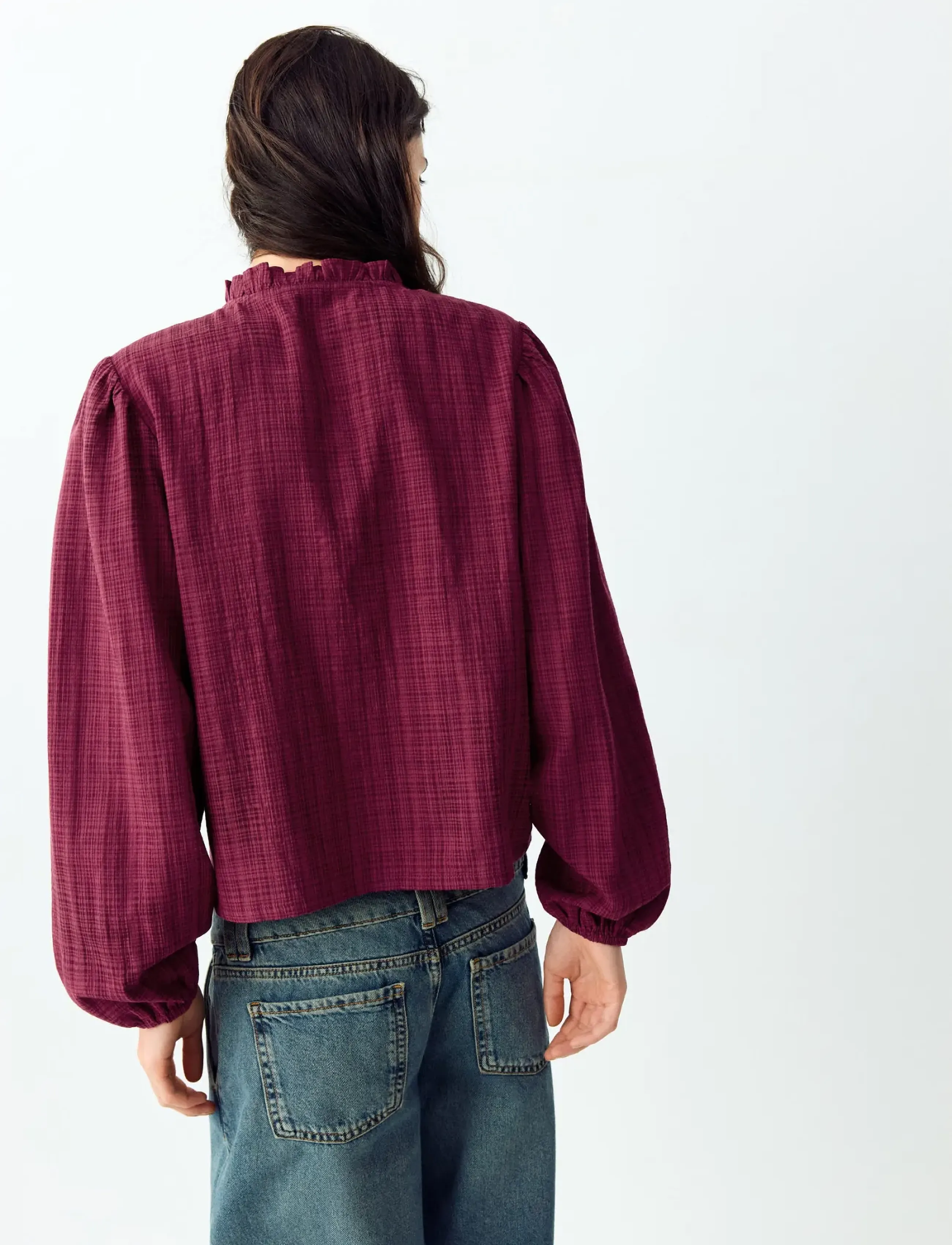 Mango Teen - Wrap-front blouse with ruffle detail - blusar & tunikor - dark red - 2