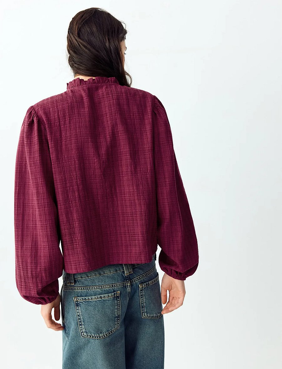 Mango Teen - Wrap-front blouse with ruffle detail - blusar & tunikor - dark red - 2