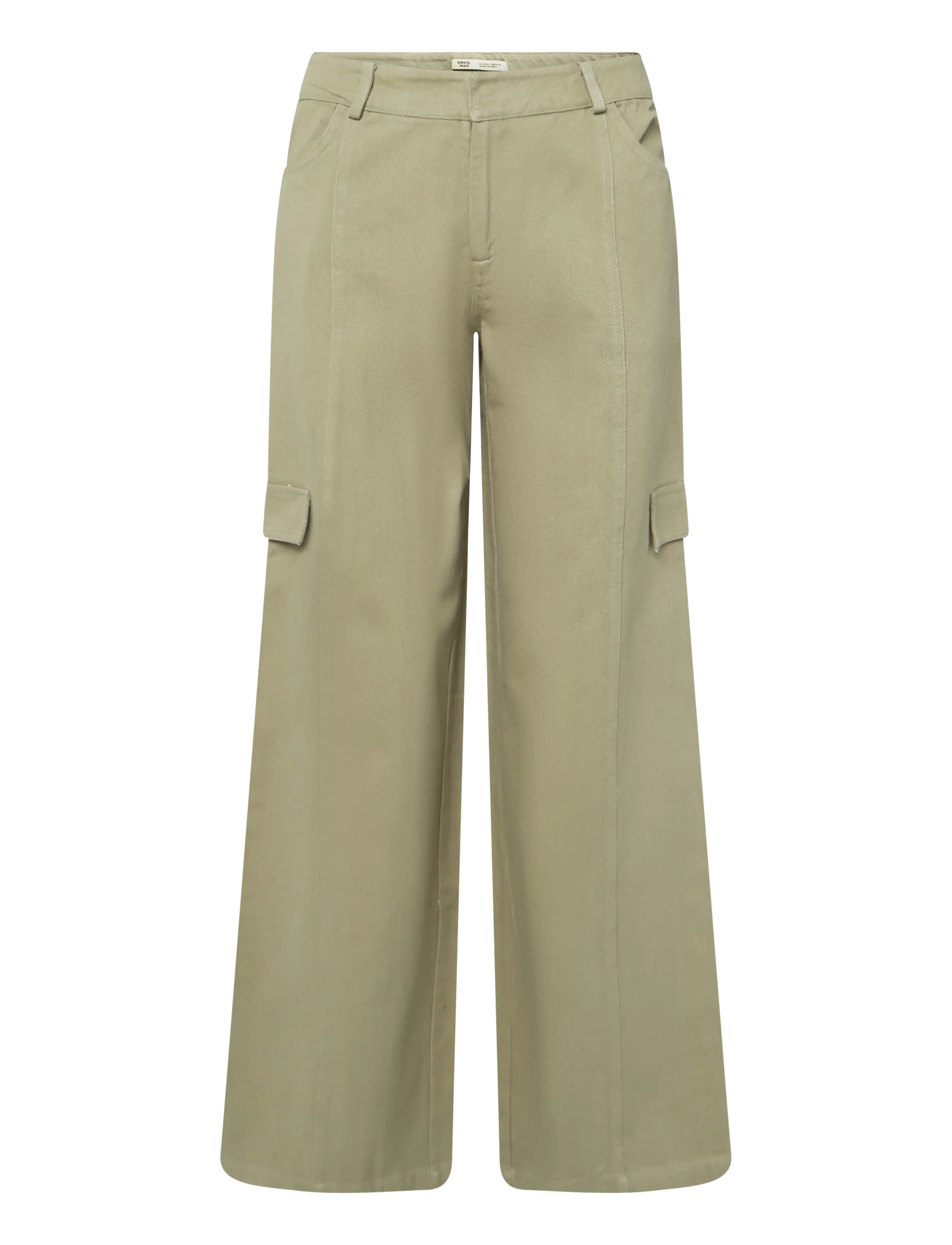 Mango Teen Wide leg cargo jeans - Kläder - BEIGE - KHAKI / khaki/green