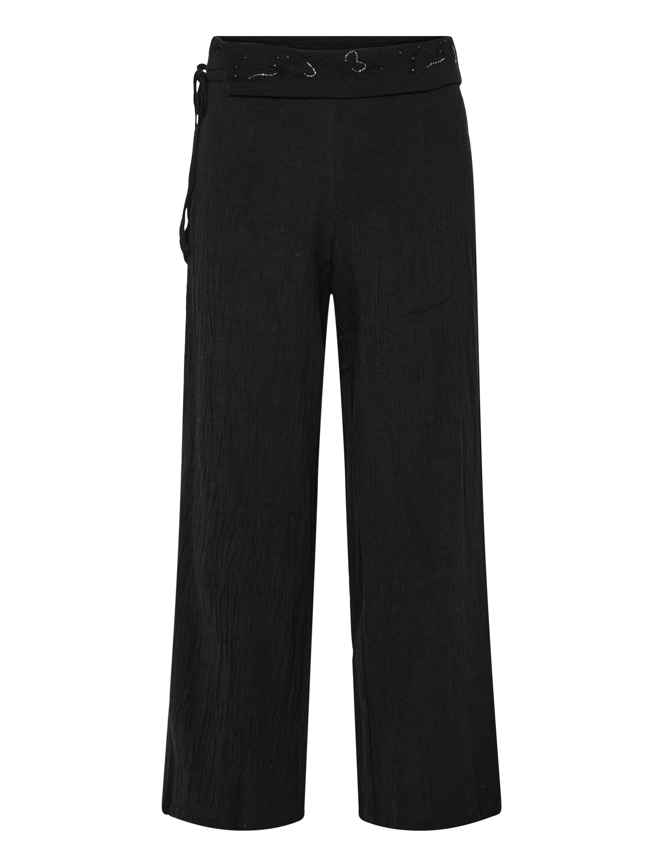 Mango Teen Trousers with embroidered turn-up waistline - Tøj - CHARCOAL / grey