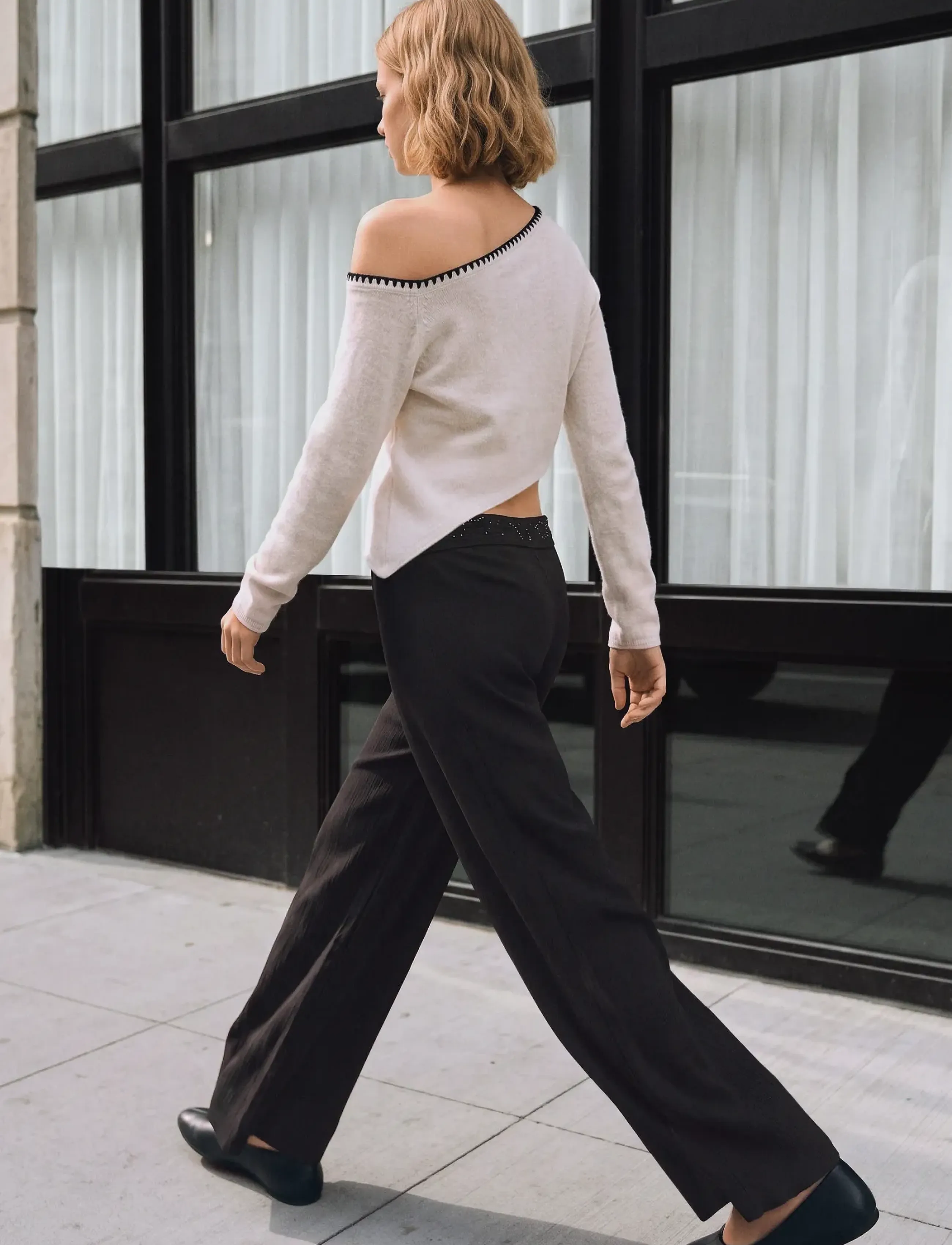 Mango Teen - Trousers with embroidered turn-up waistline - bukser - charcoal - 2