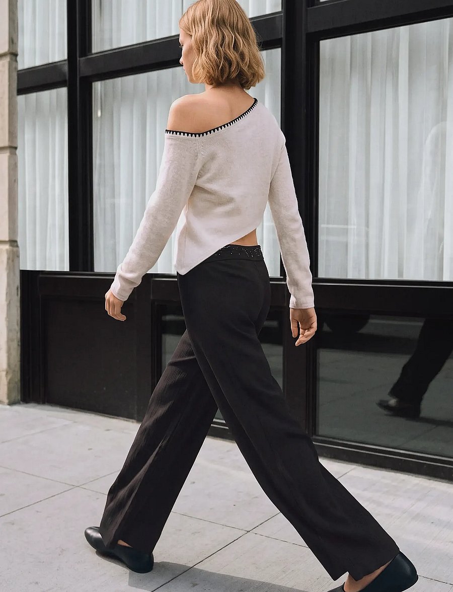 Mango Teen - Trousers with embroidered turn-up waistline - bukser - charcoal - 2