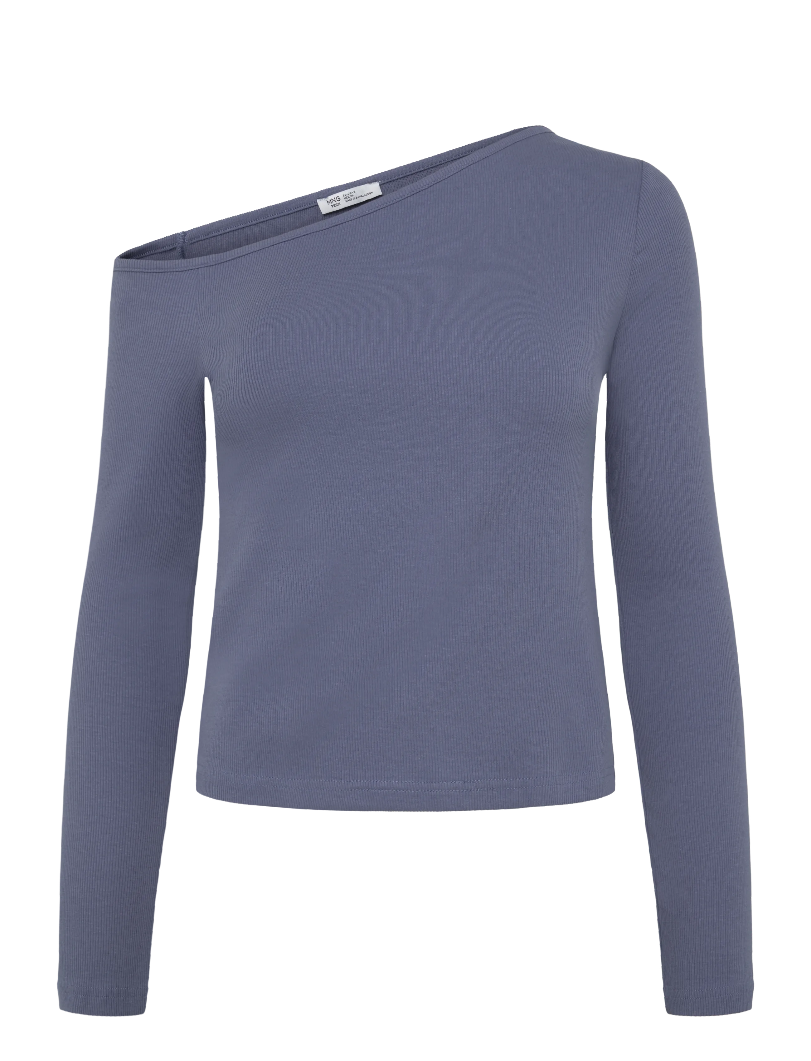 Mango Teen Asymmetric cable knit t-shirt - Langærmede T-shirts - MEDIUM BLUE / blue