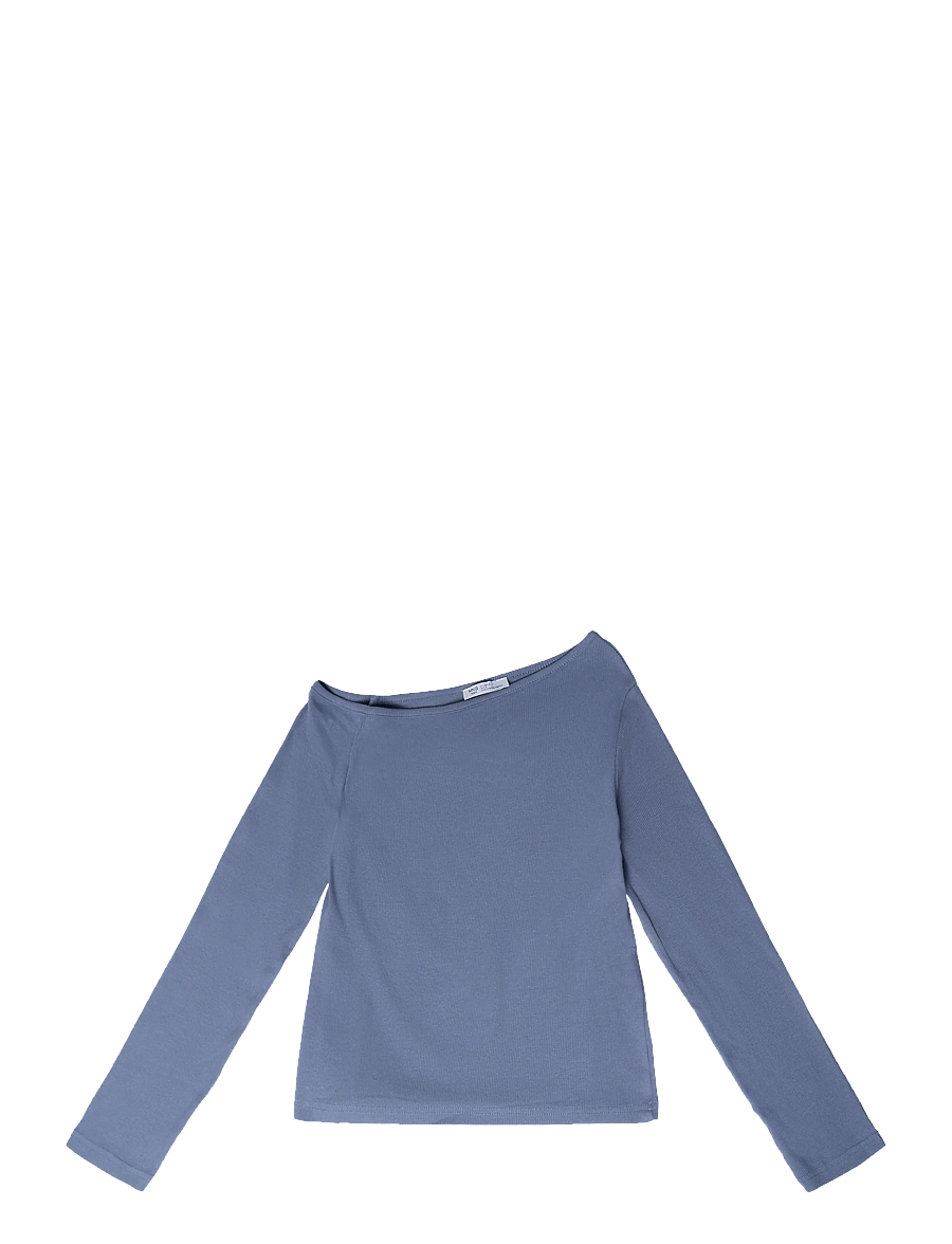 Mango Teen - Asymmetric cable knit t-shirt - langærmede t-shirts - medium blue - 0