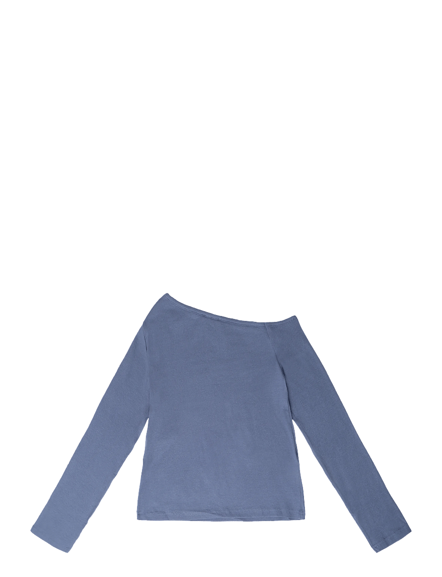 Mango Teen - Asymmetric cable knit t-shirt - langærmede t-shirts - medium blue - 1