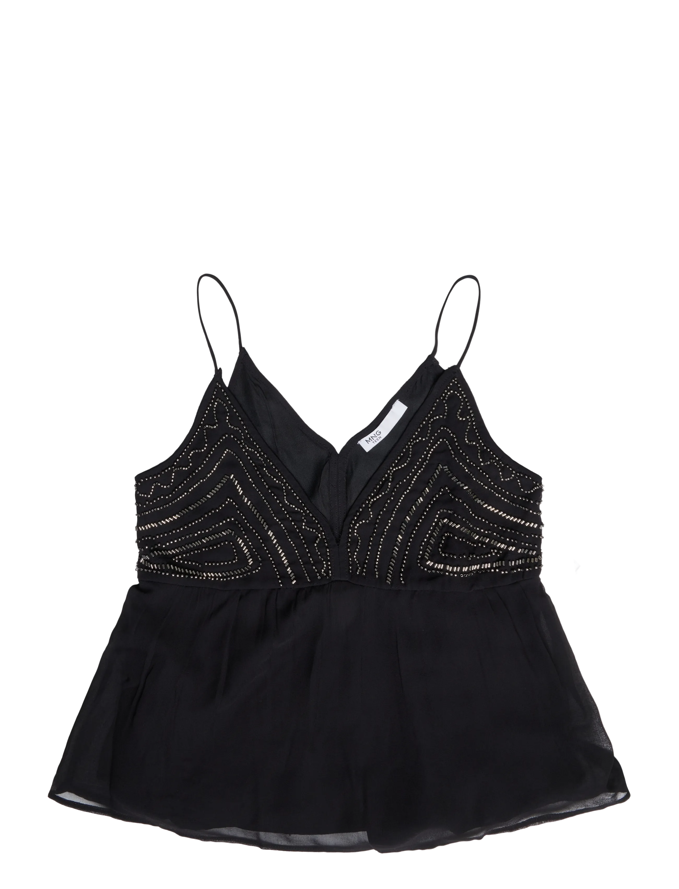 Mango Teen Beaded detail strappy top - Veste - BLACK / black