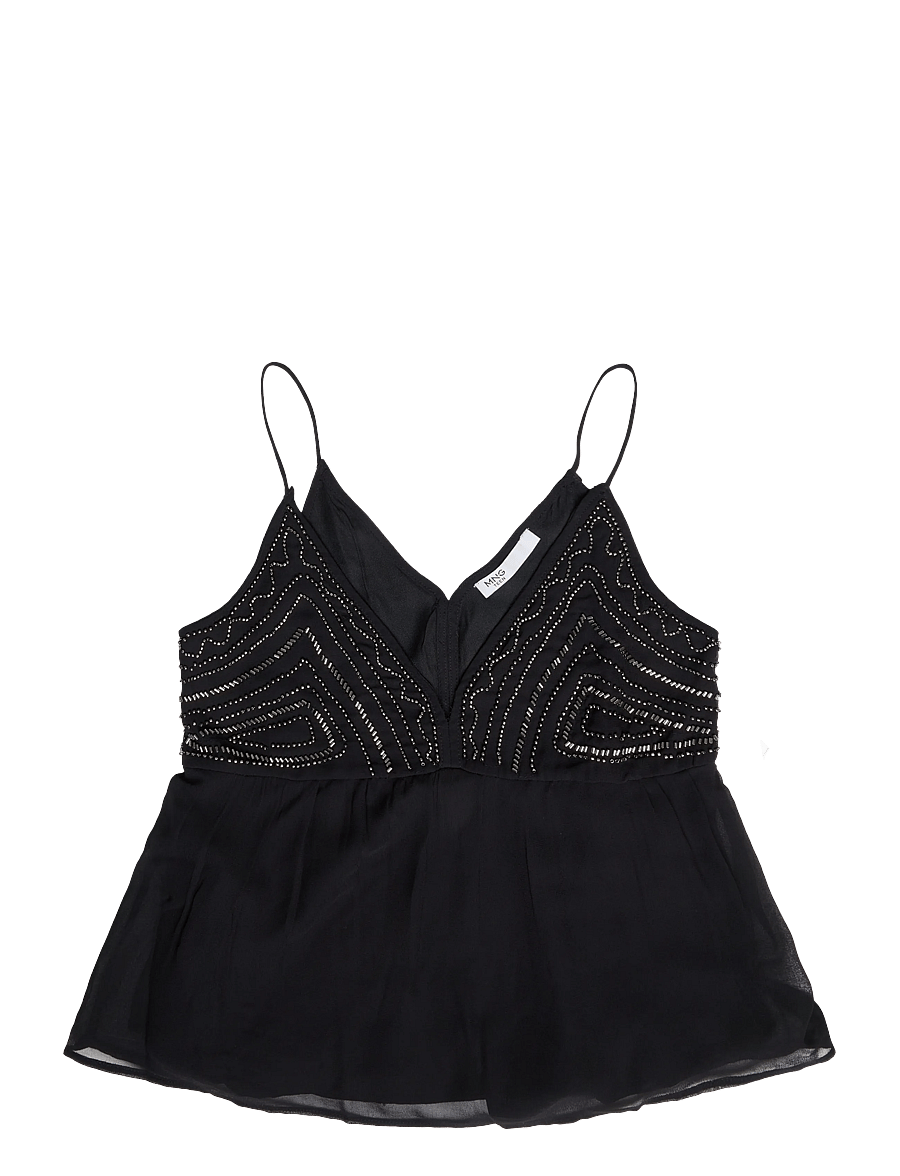 Mango Teen - Beaded detail strappy top - västar - black - 1