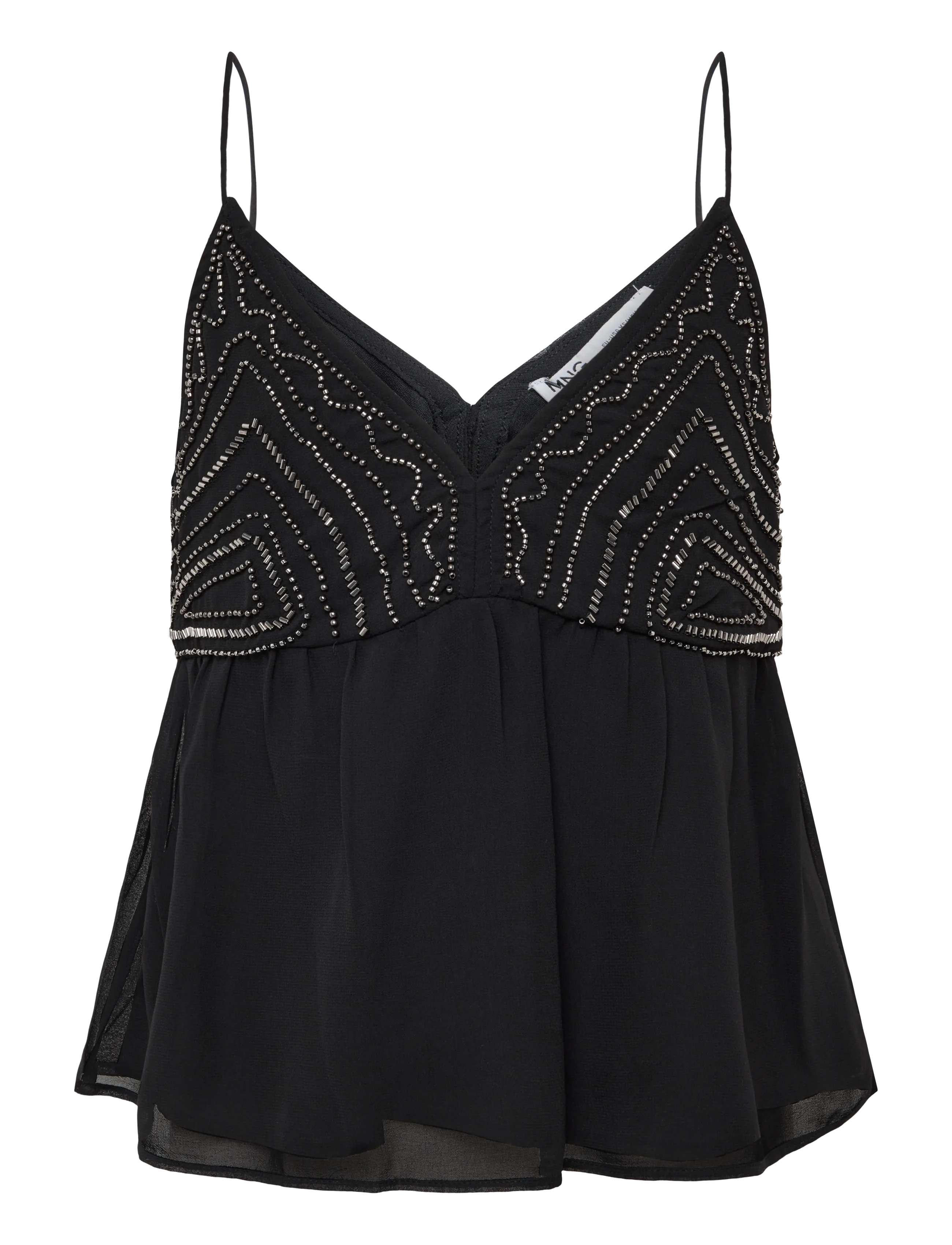 Mango Teen Beaded detail strappy top - Kläder - BLACK / black
