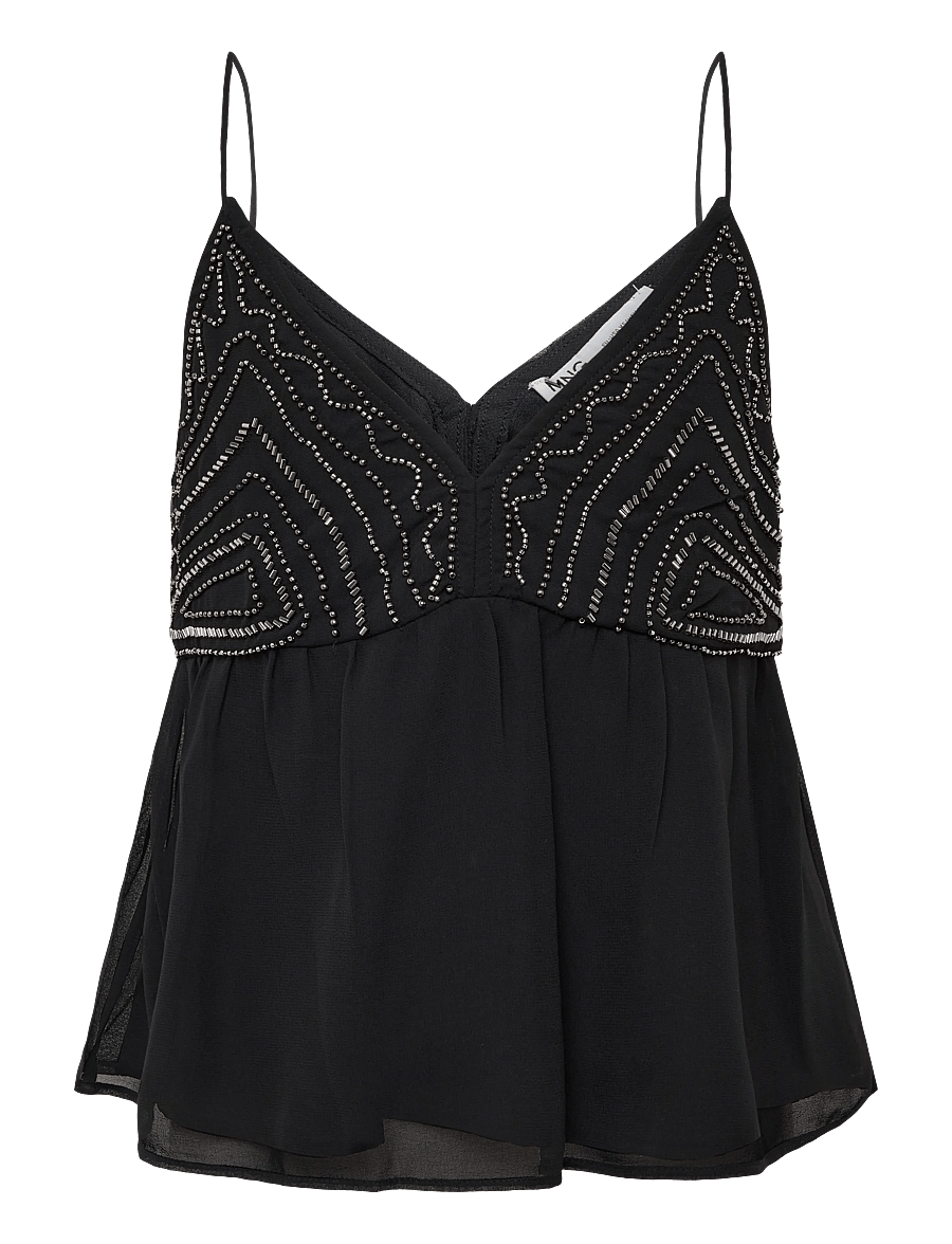 Mango Teen - Beaded detail strappy top - veste - black - 1