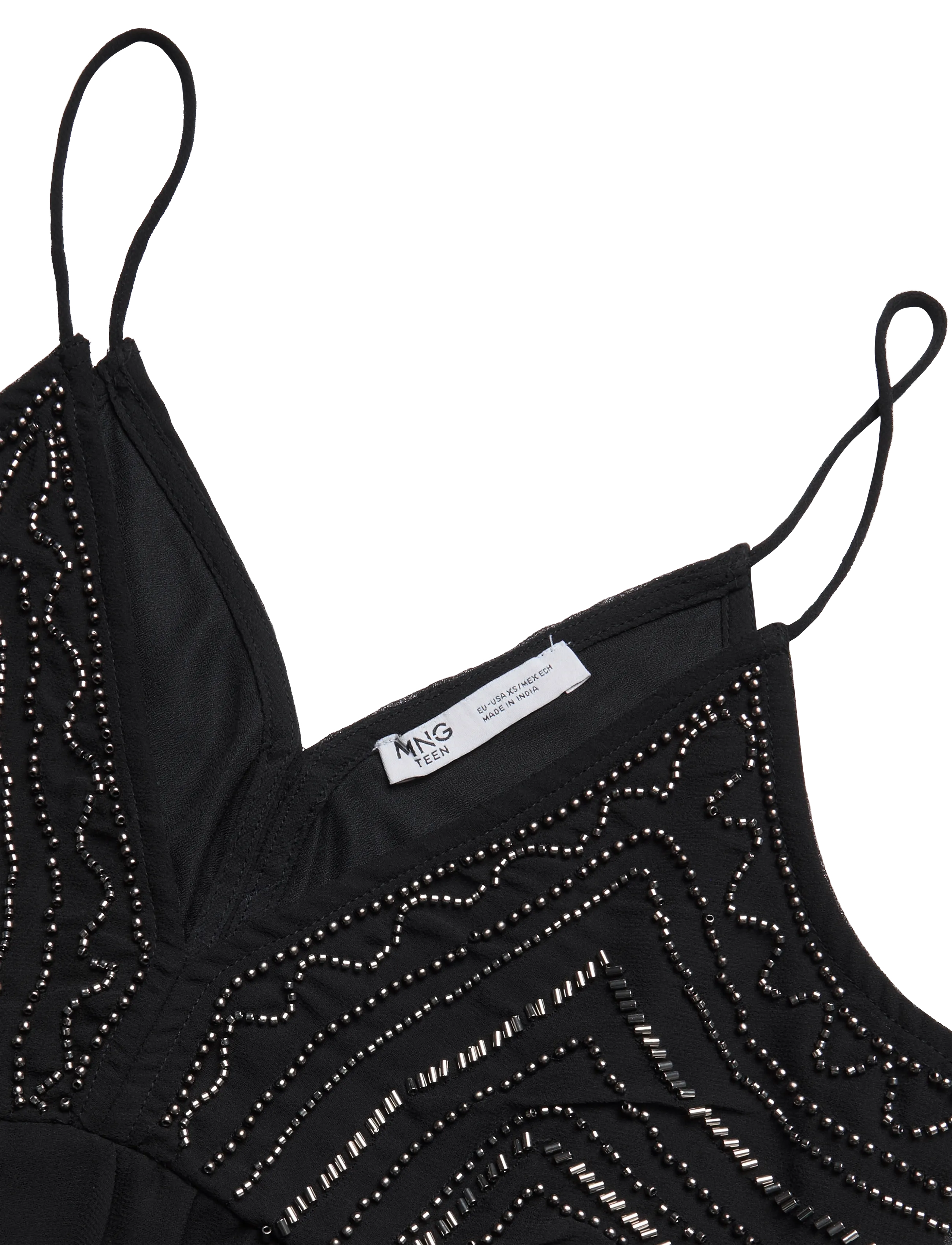 Mango Teen - Beaded detail strappy top - veste - black - 4
