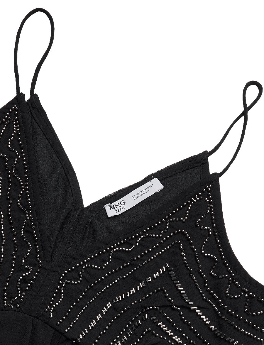 Mango Teen - Beaded detail strappy top - veste - black - 4