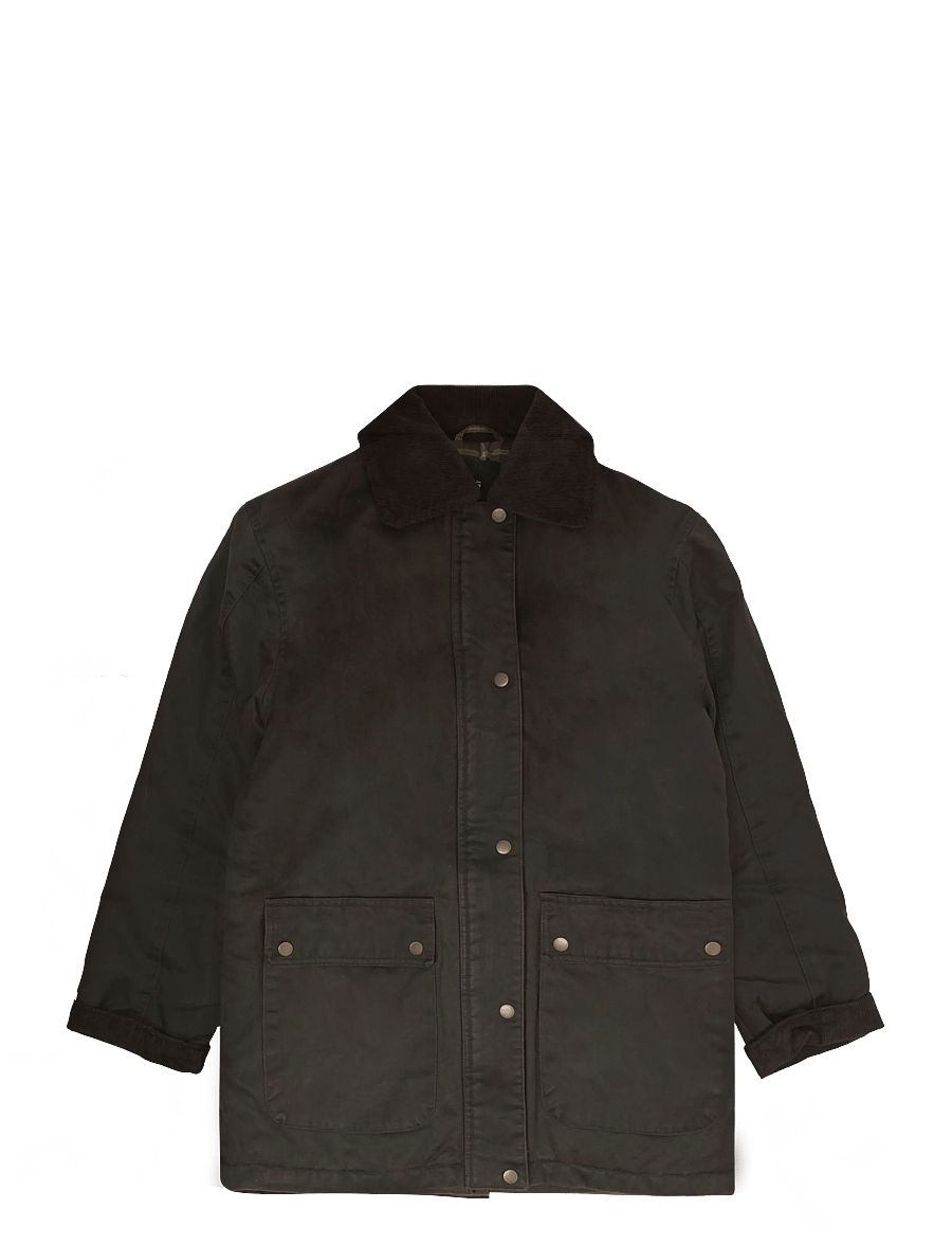 Mango Teen - Oversized parka with corduroy collar - parkas - dark brown - 0