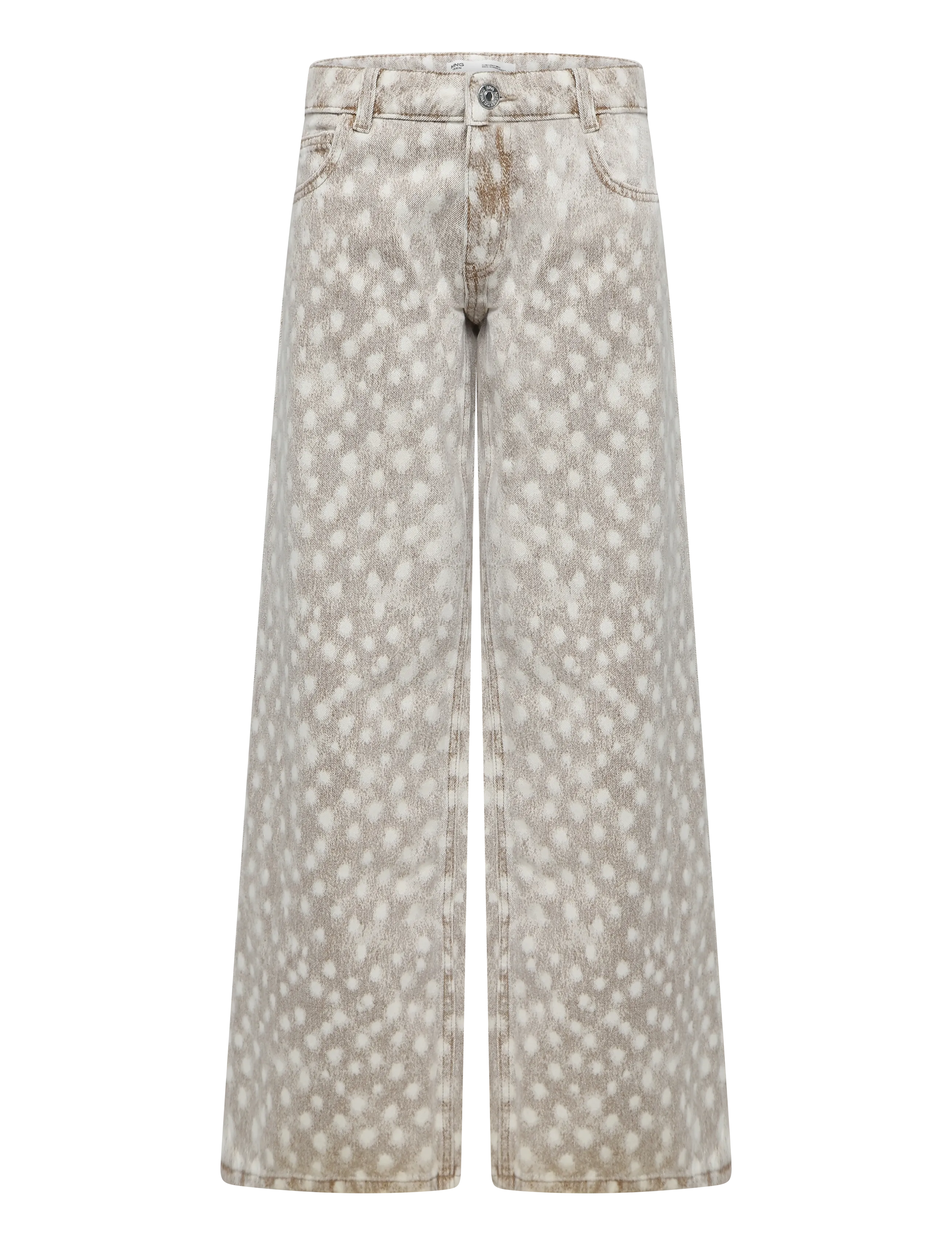 Mango Teen - Animal-print straight jeans - regular jeans - brown - 1
