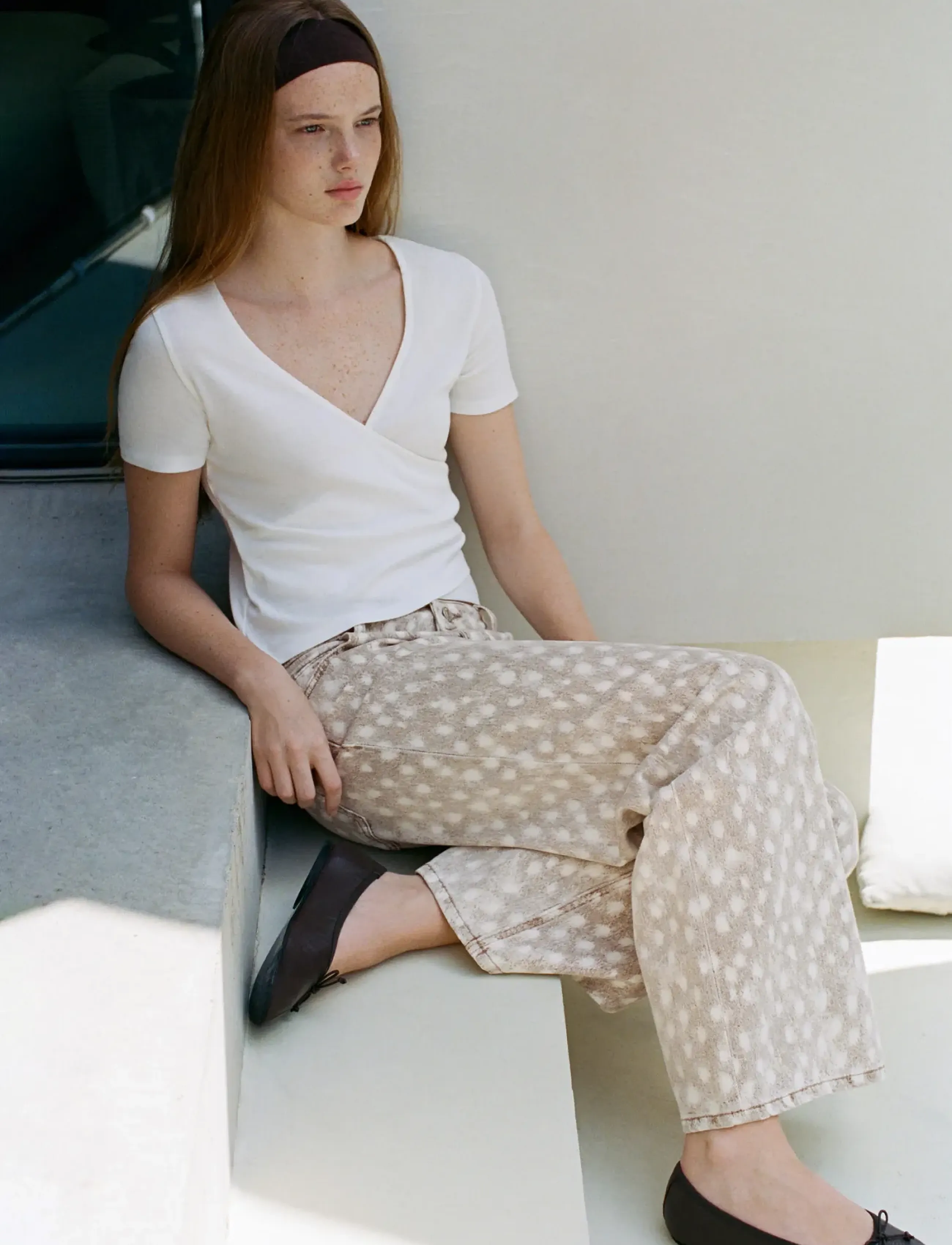 Mango Teen Animal-print straight jeans - Jeans - BROWN / brown