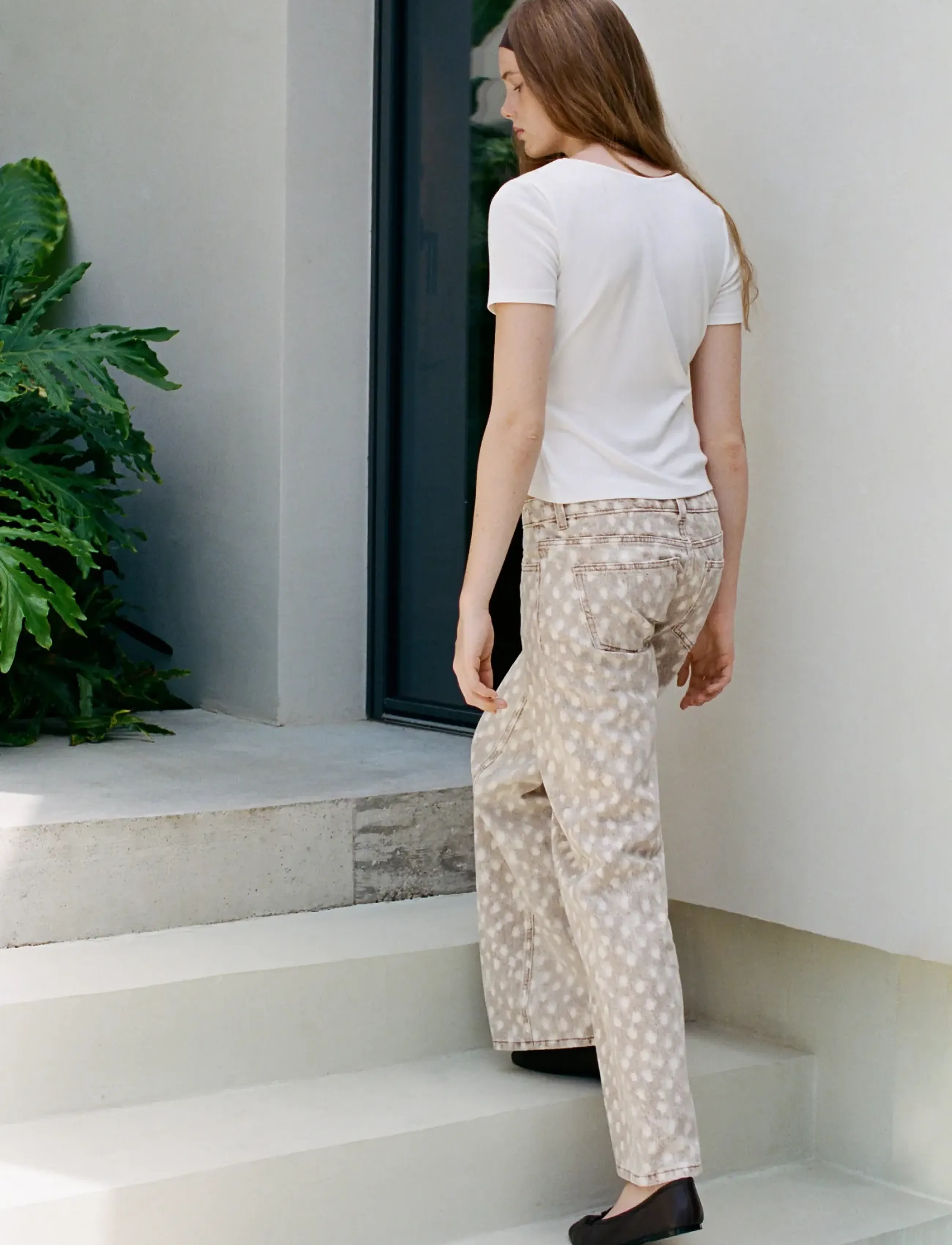 Mango Teen - Animal-print straight jeans - regular jeans - brown - 3