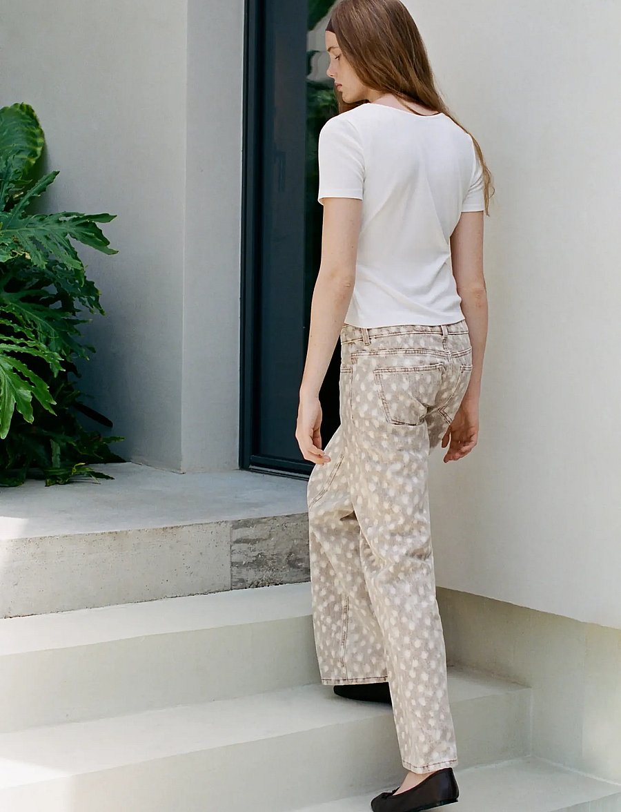 Mango Teen - Animal-print straight jeans - regular jeans - brown - 3
