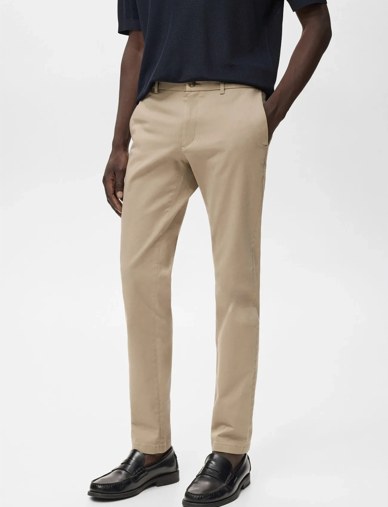 Mango Barna Slim-Fit Twill Chino Trousers - Navy - 38 1