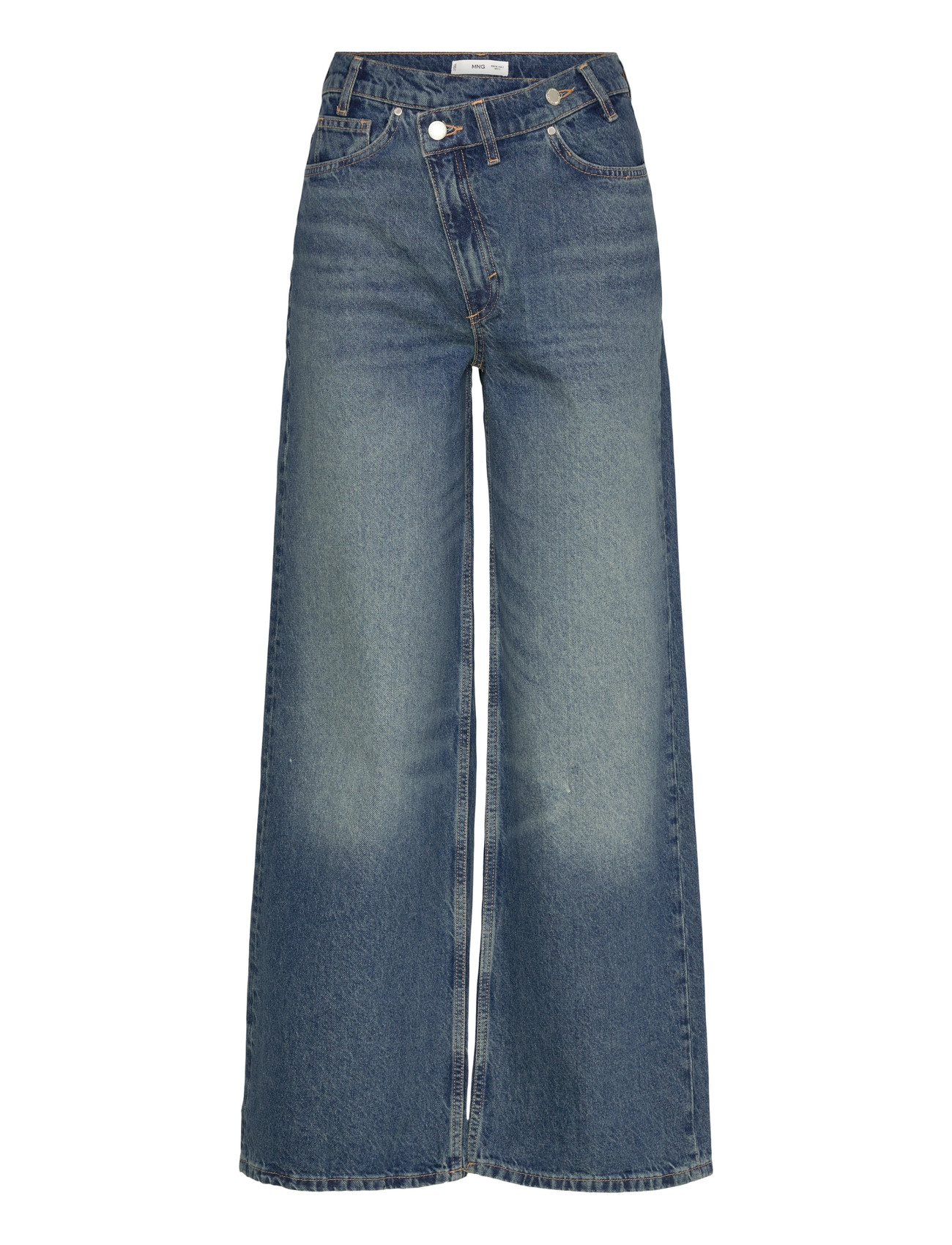 Mango Wide Leg Mid-Rise Jeans With A Crossover Waistband - - 40 1