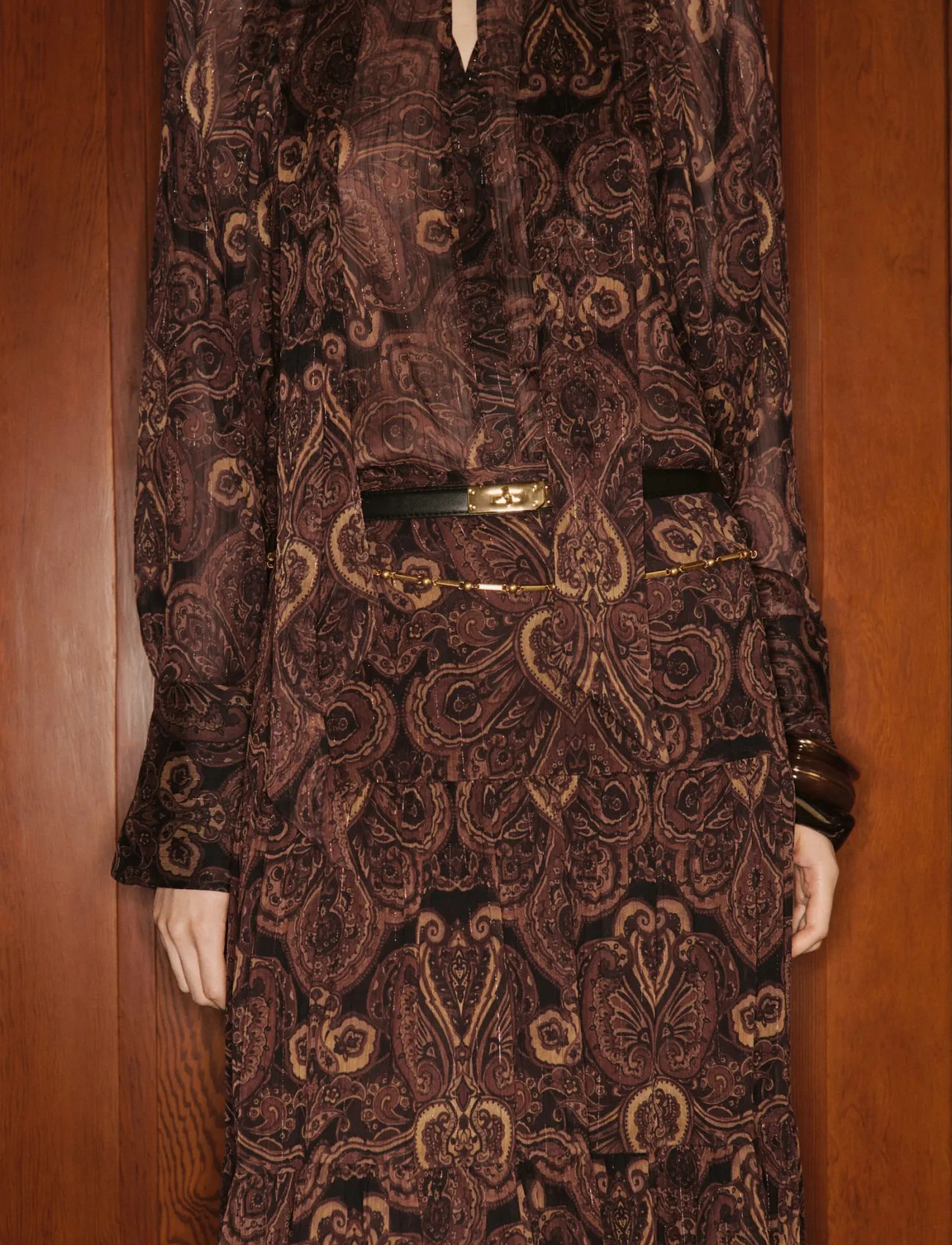 Mango A-Line Skirt With Paisley Print - Brown - S