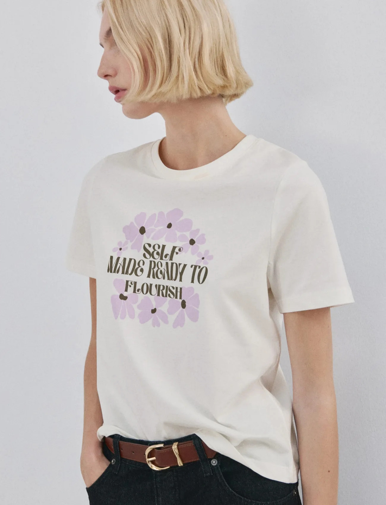 Mango Printed Cotton-Blend T-Shirt - - XS 1