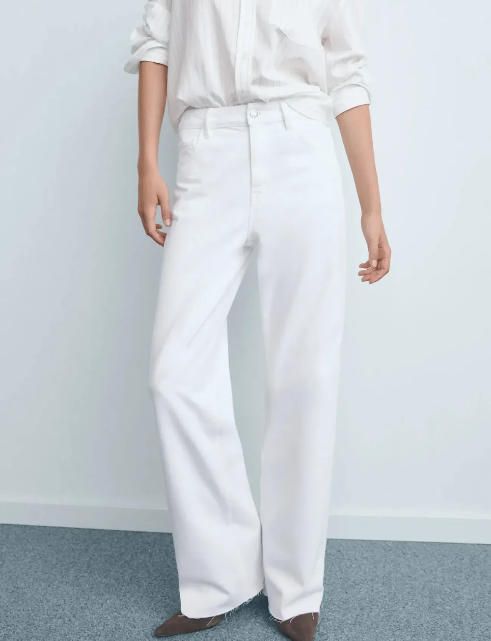 Mango - Danila high-waisted wide-leg jeans - schlaghosen - white - 0