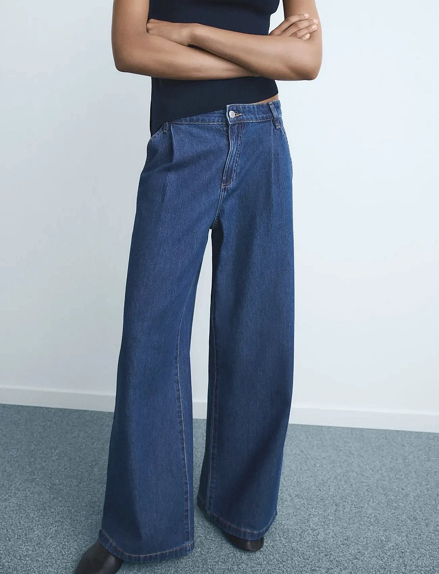 Mango - Wide leg pleated jeans - raka jeans - open blue - 0