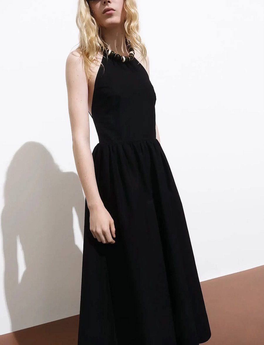 Mango - Halter dress with crossed back - midikleider - black - 0