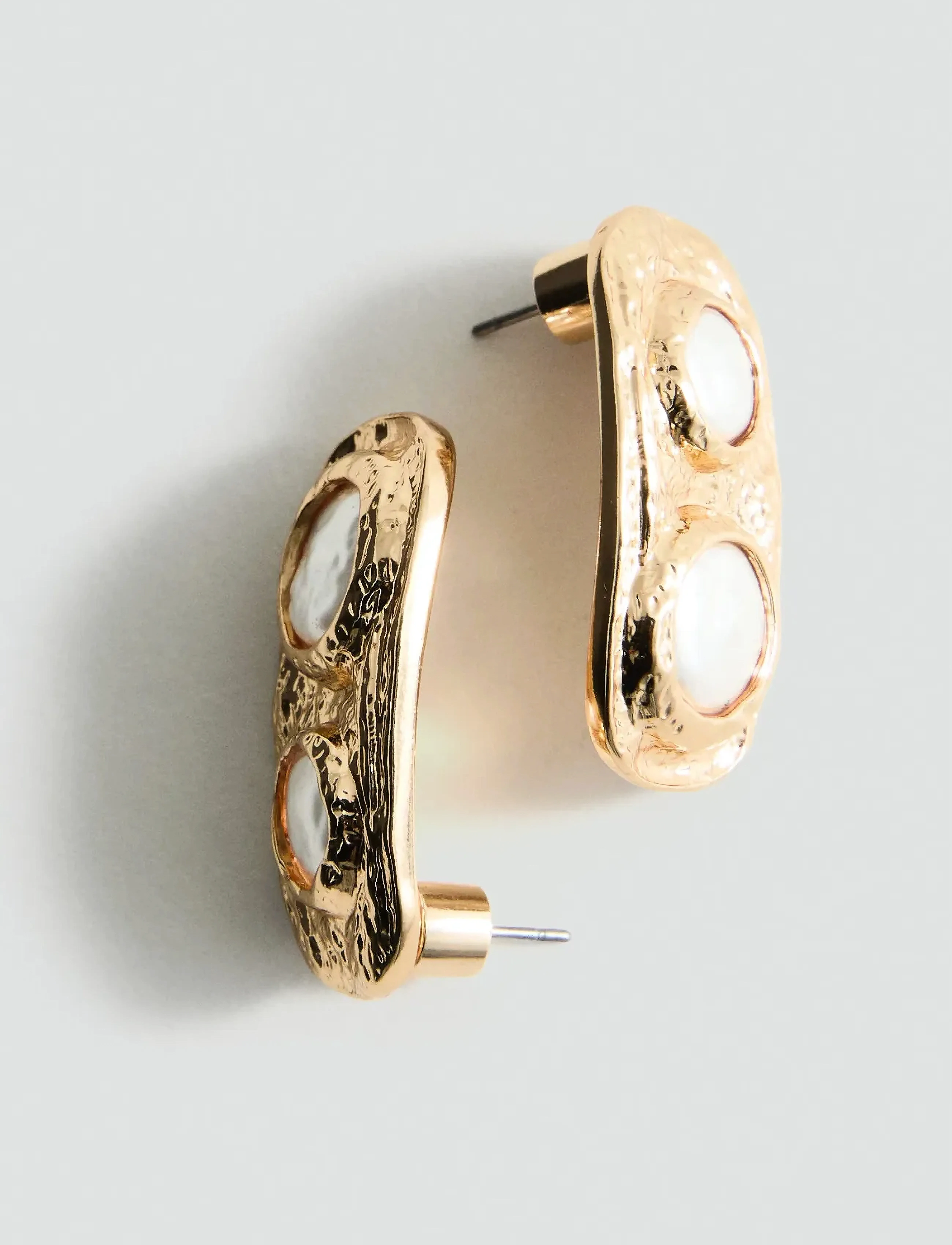 Mango Combined Textured Earrings, One Size, Gold, Øreringe > Ørestikker, Dame