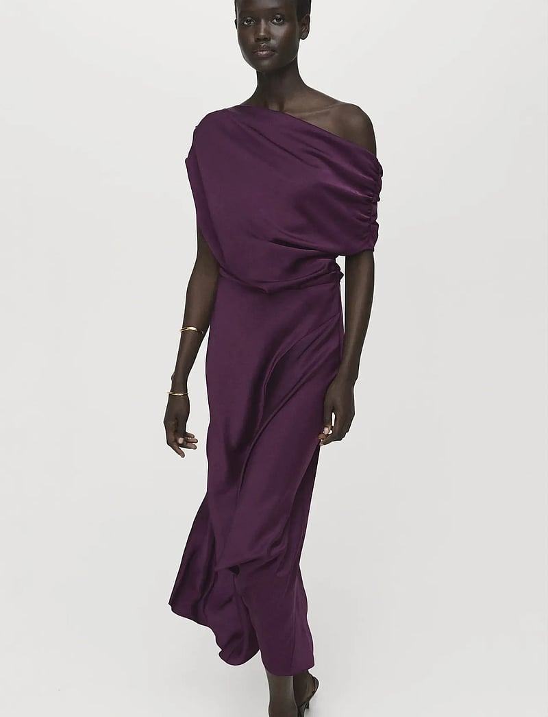 Mango - Asymmetrical satin dress - partykleider - medium purple - 0