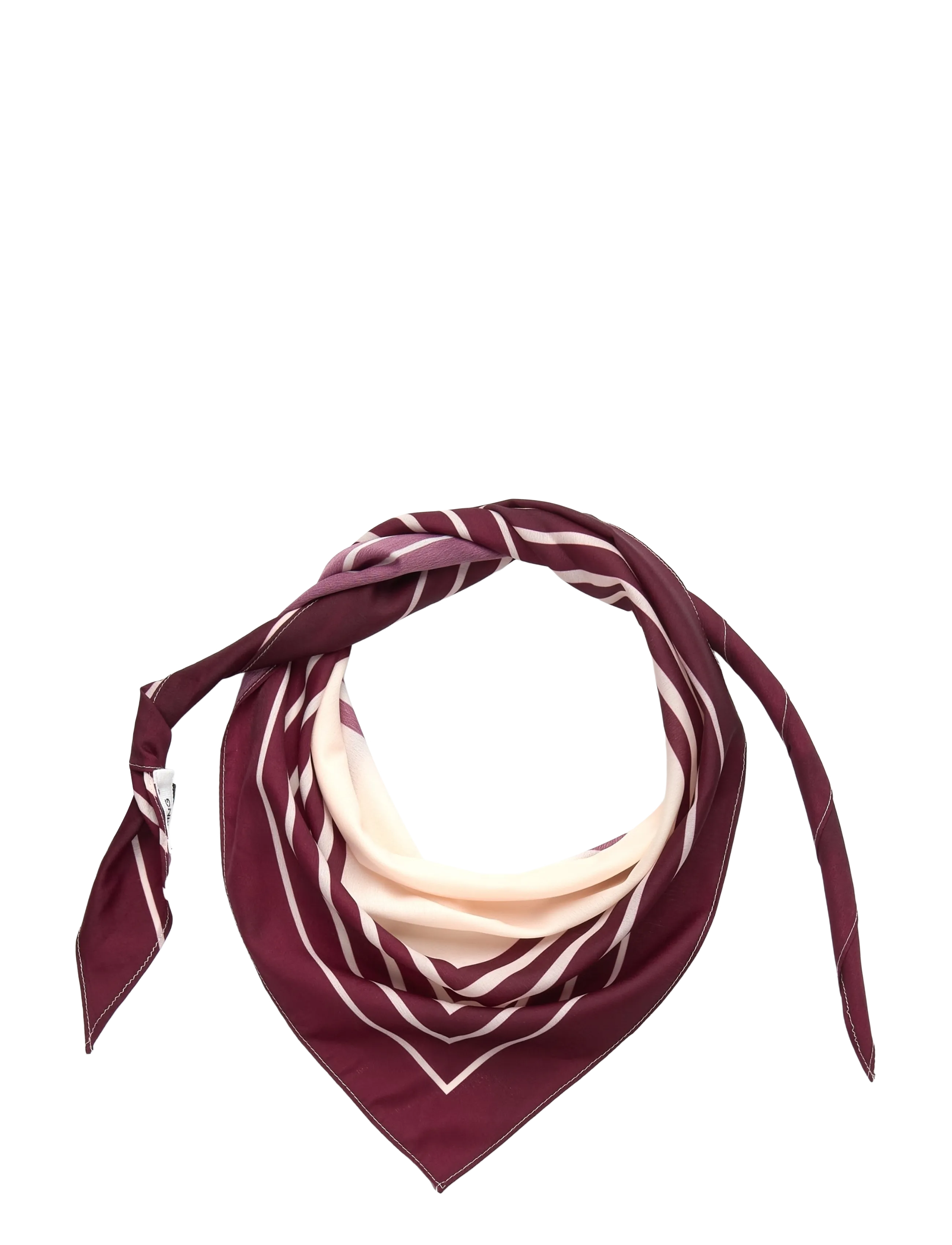 Mango Striped satin scarf - Säsongens färger - LIGHT BEIGE / burgundy