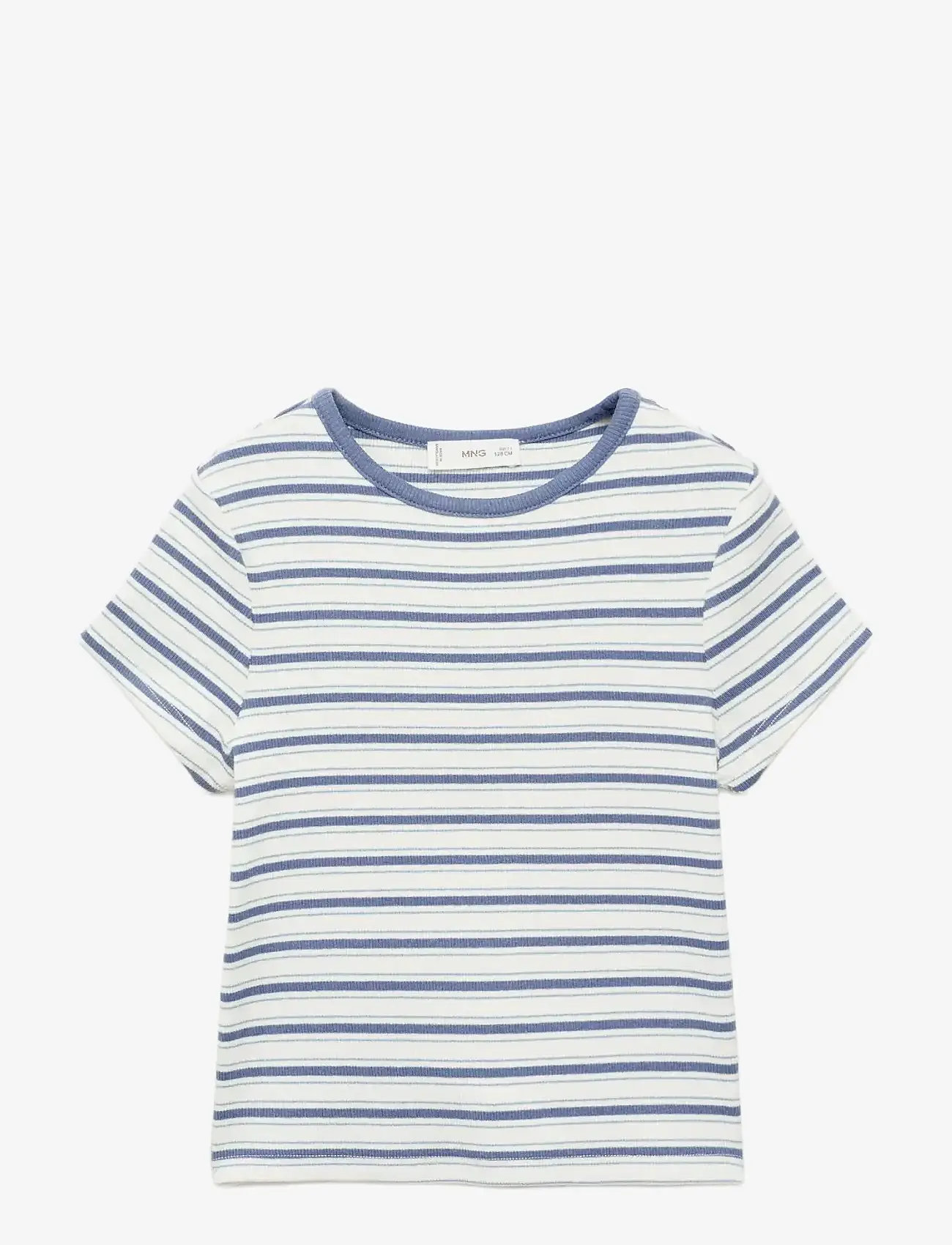 Mango - Striped t-shirt with contrasting collar - kortærmede t-shirts - natural white - 0