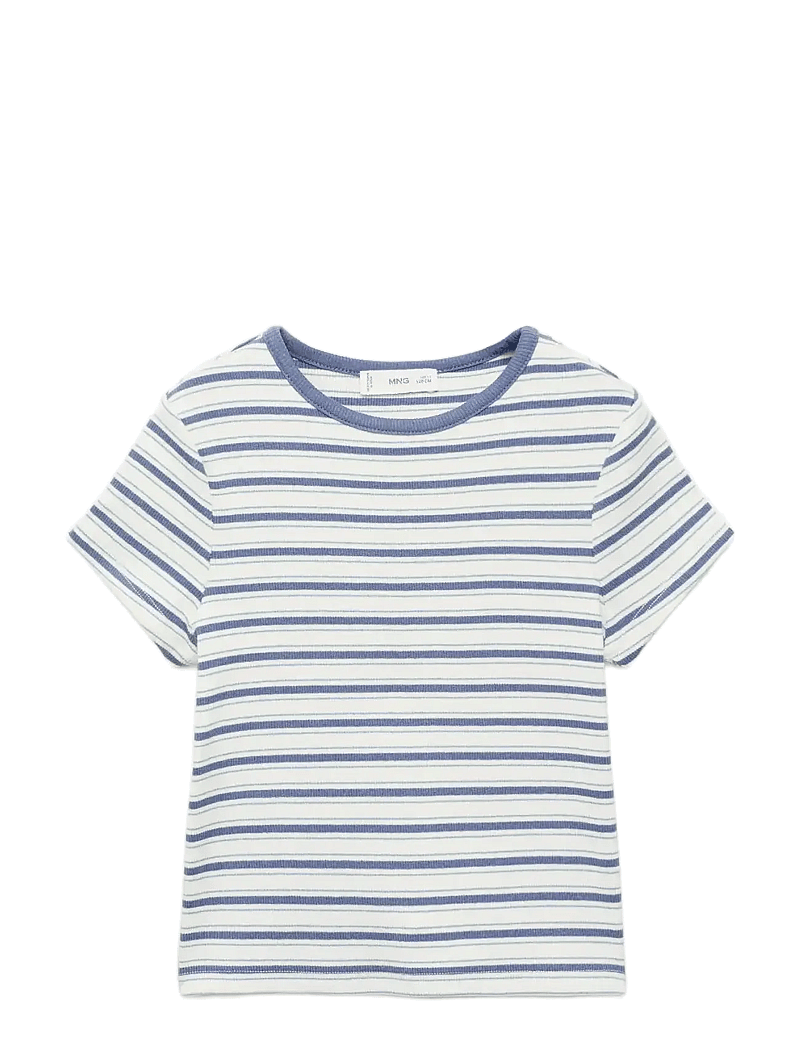 Mango - Striped t-shirt with contrasting collar - kortærmede t-shirts - natural white - 0