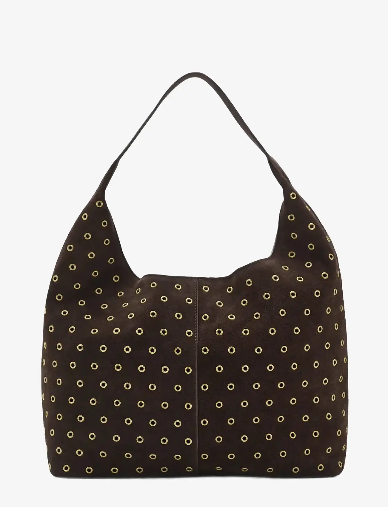 Mango - Suede shopper bag with eyelets - shoppere - dark brown - 1