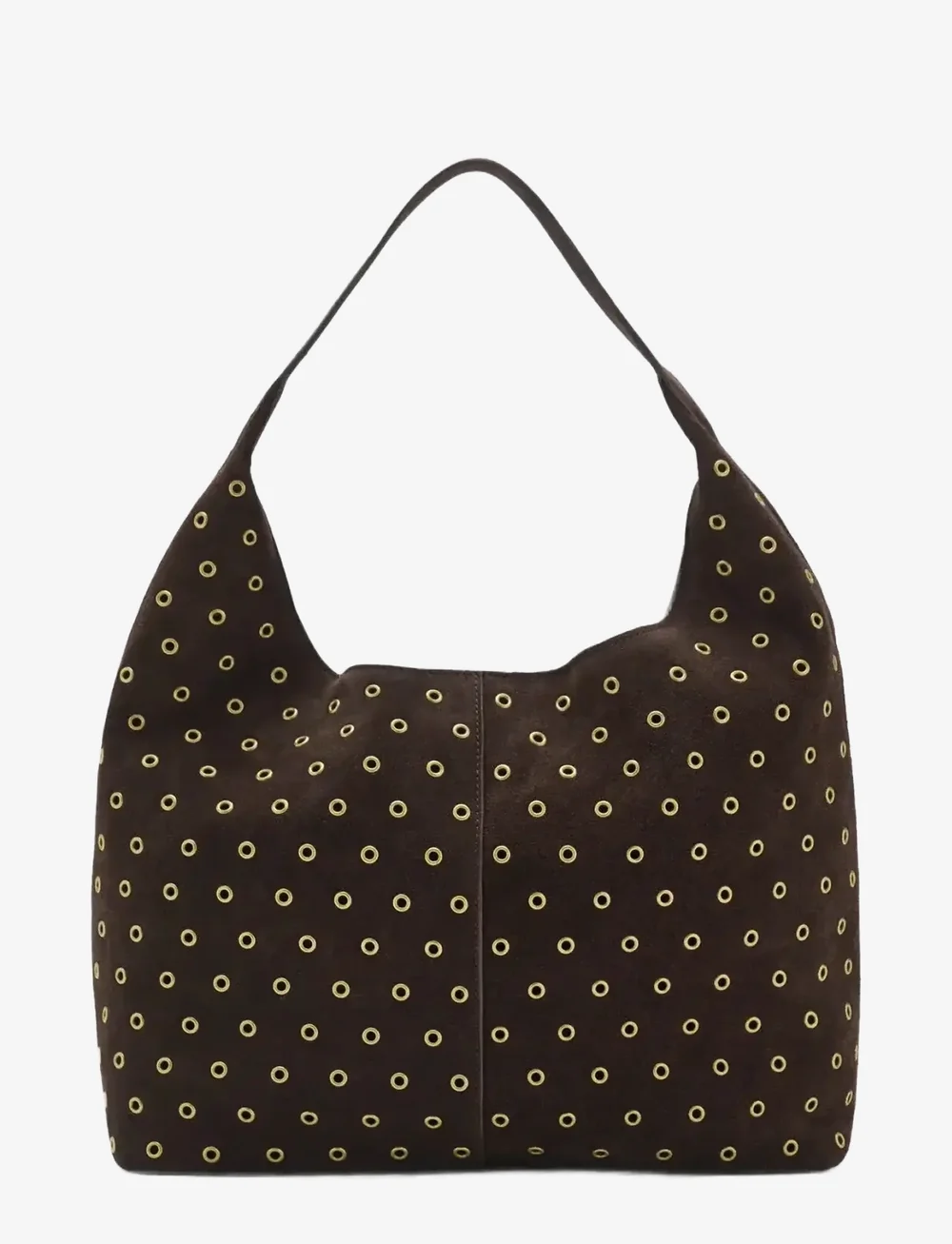 Mango - Suede shopper bag with eyelets - shoppingväskor - dark brown - 1
