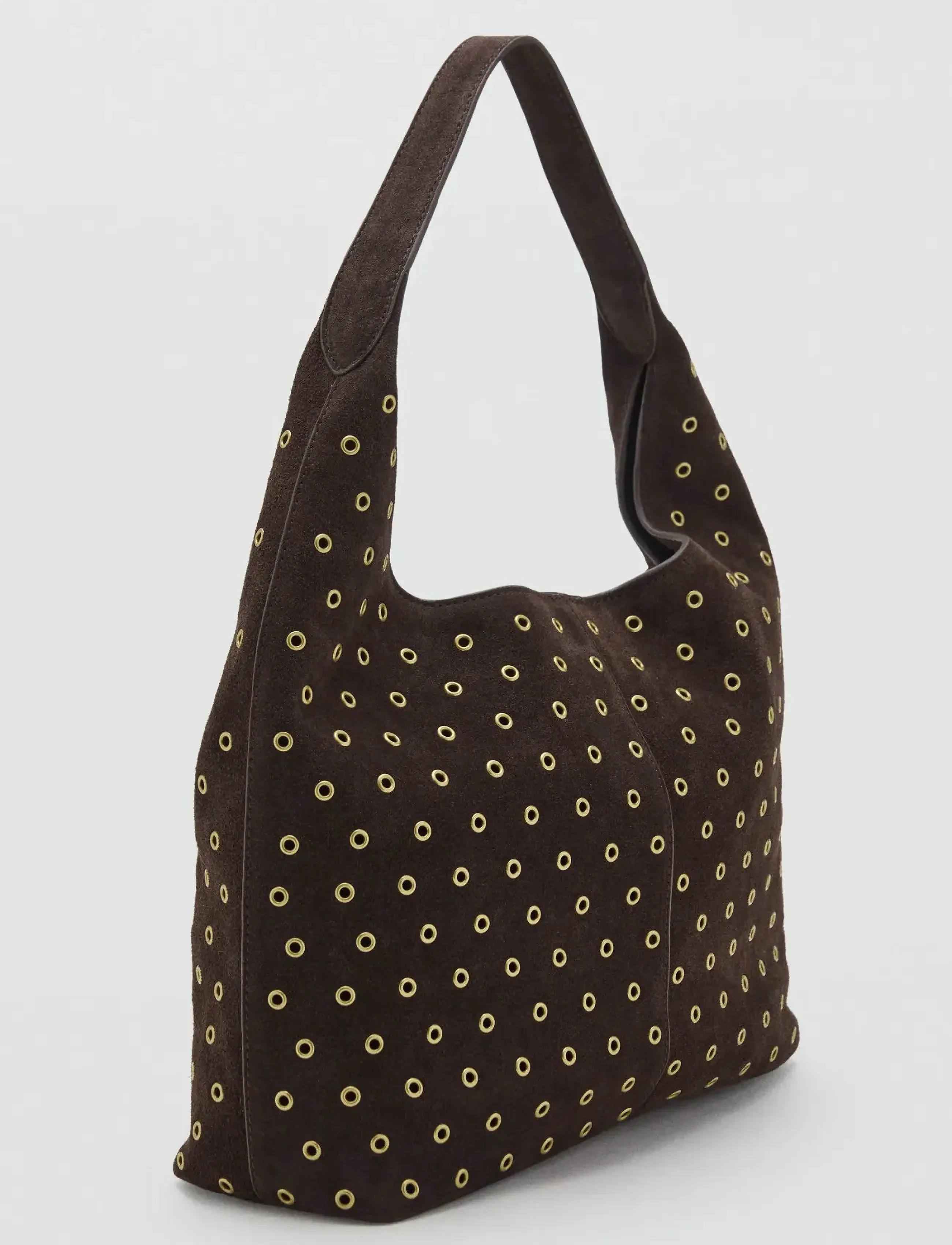 Mango Suede Shopper Bag With Eyelets, One Size, Brown, Tasker > Shoppere, Dame