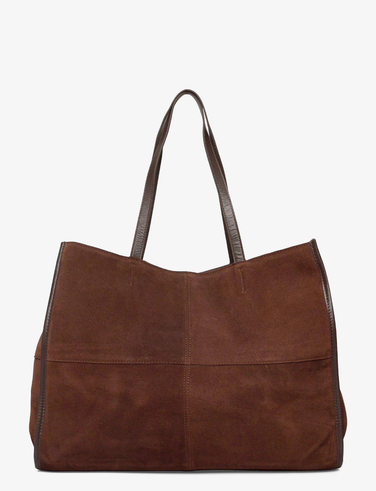 Mango - Suede leather shopper bag - dark brown - 2