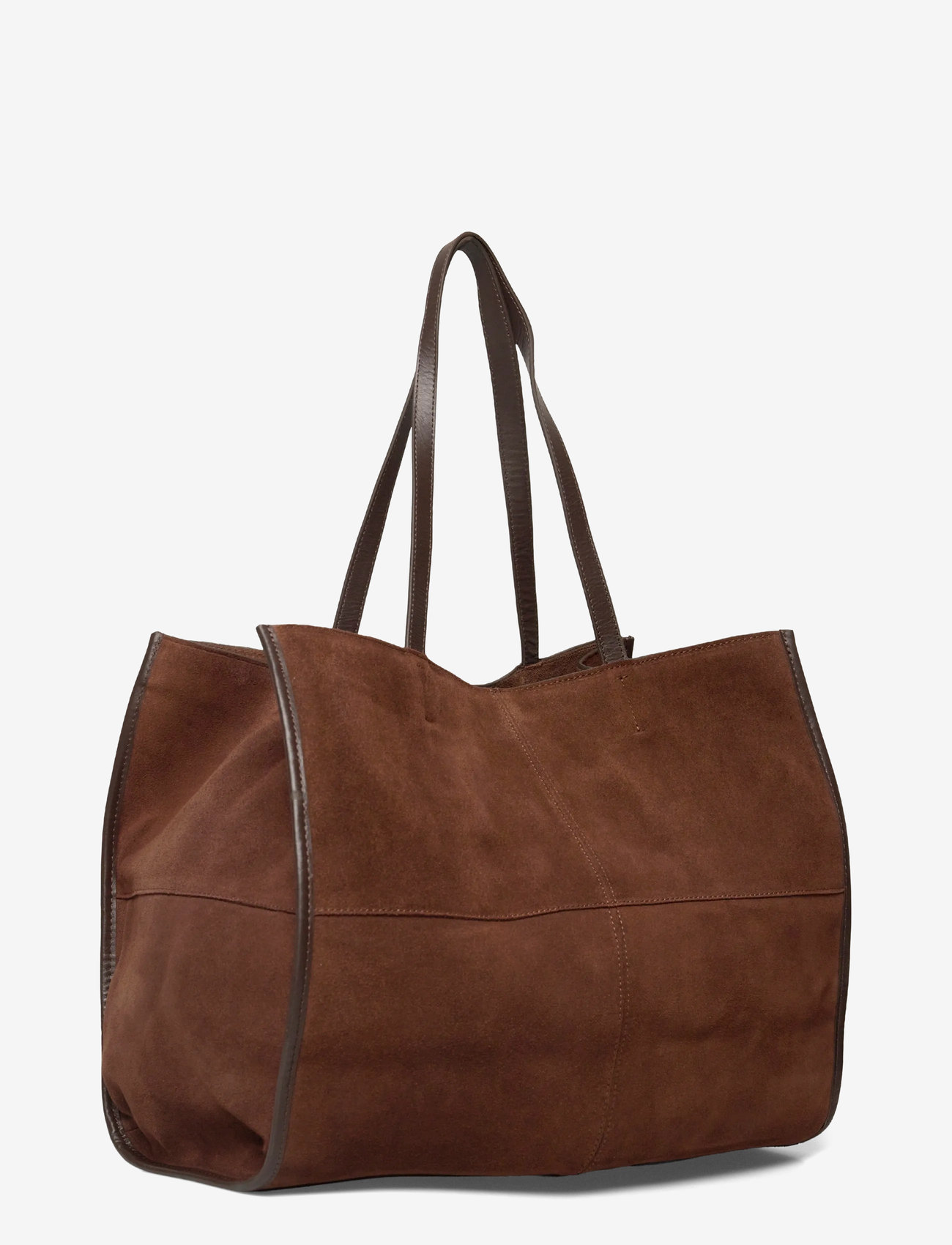 Mango - Suede leather shopper bag - dark brown - 3