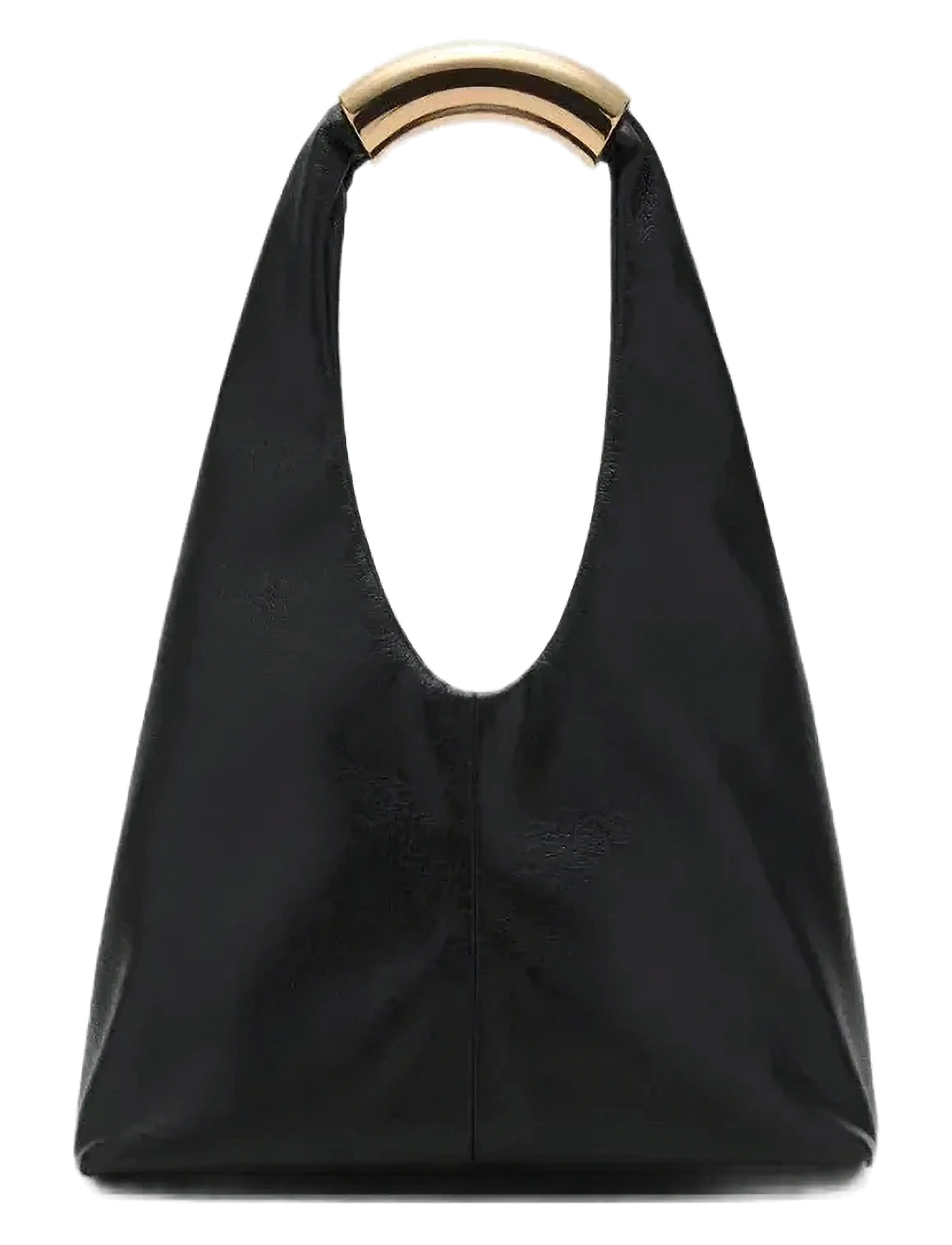 Mango Handbag with metal handle - Håndvesker - BLACK / black