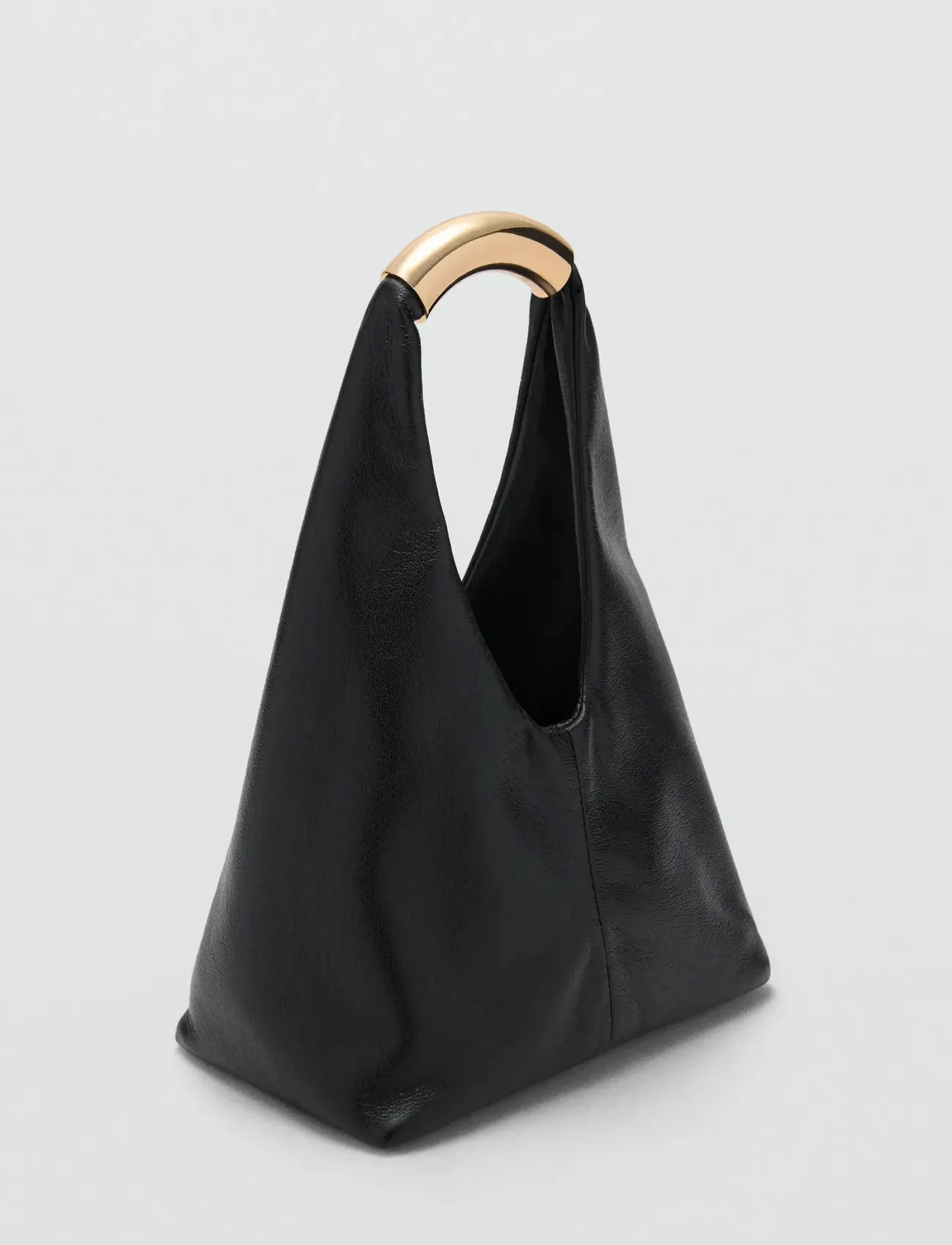 Mango Handbag With Metal Handle, One Size, Bags, Schwarz - Top Handle Frauen