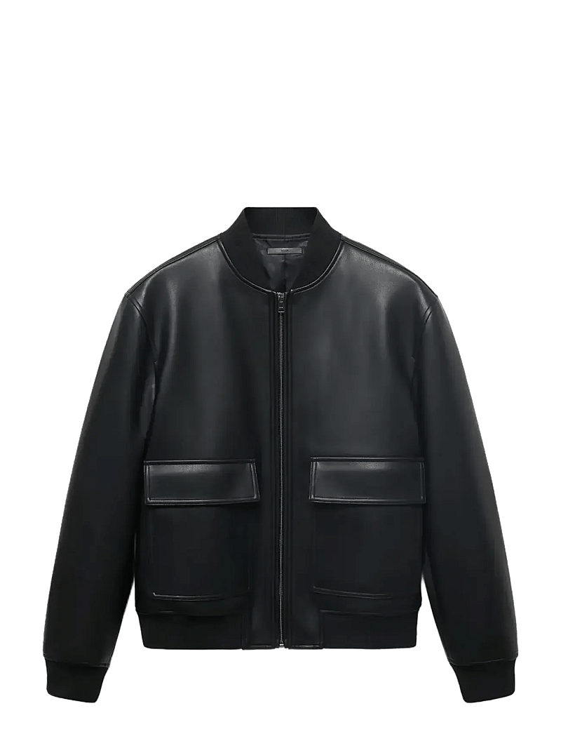 Mango - Faux-leather bomber jacket - black - 1