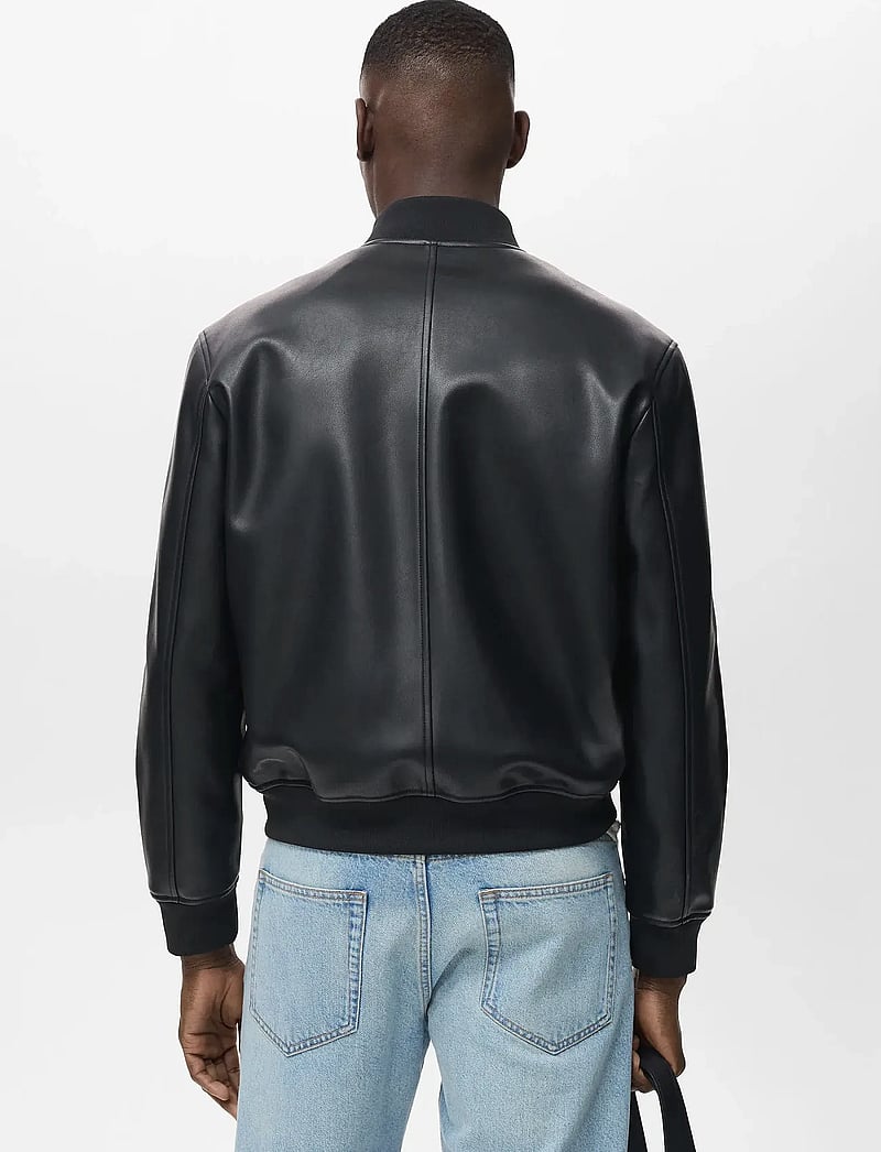Mango - Faux-leather bomber jacket - black - 2