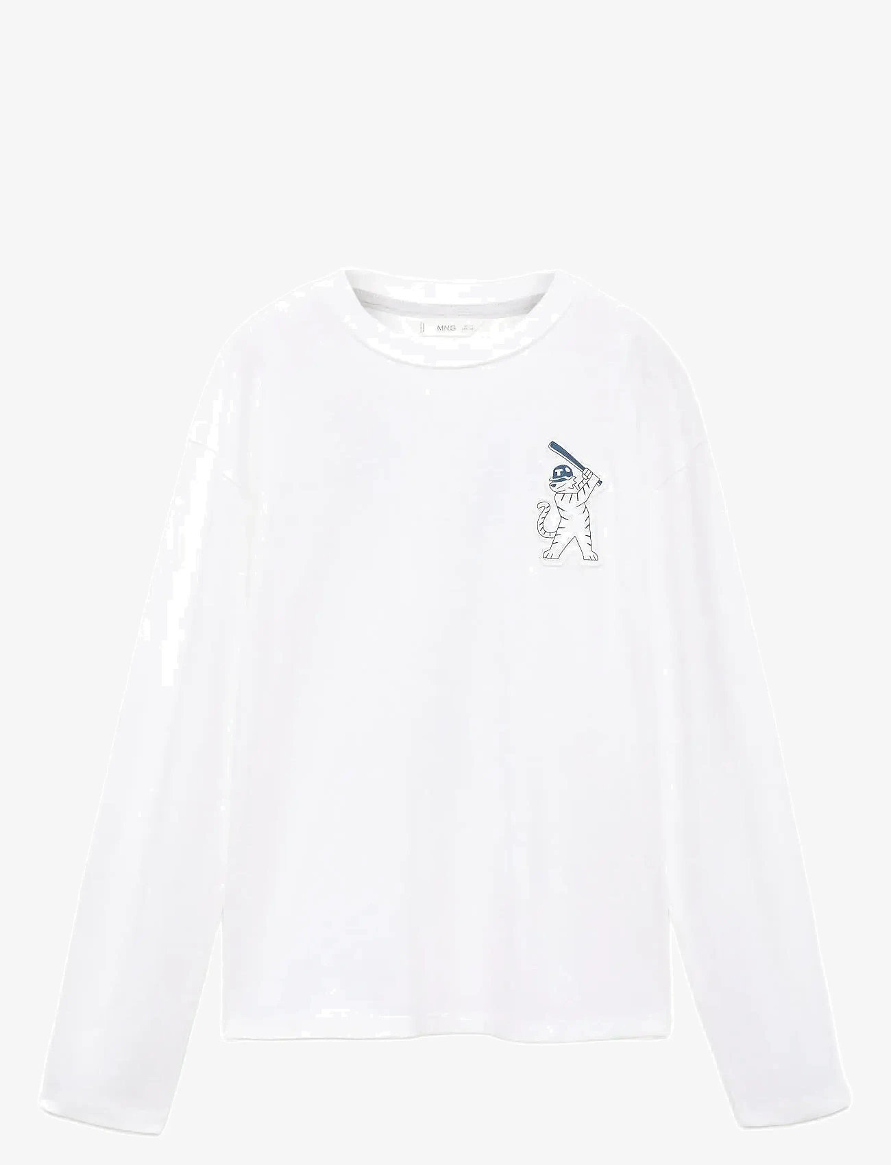 Mango - Printed cotton-blend T-shirt - long-sleeved t-shirts - white - 0