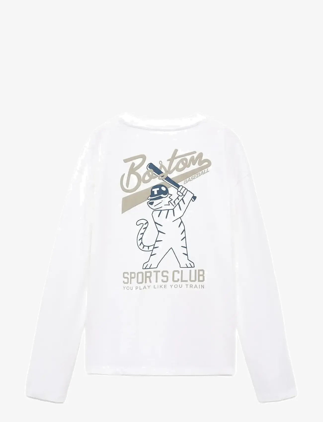 Mango - Printed cotton-blend T-shirt - long-sleeved t-shirts - white - 1