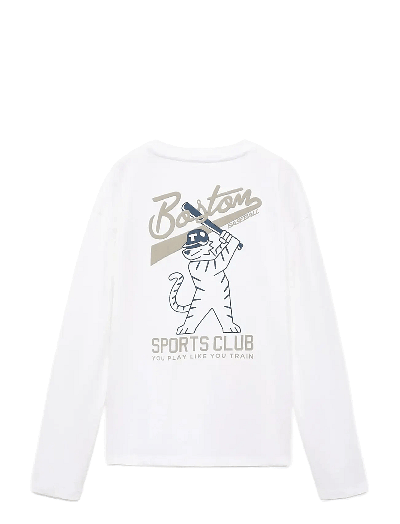 Mango - Printed cotton-blend T-shirt - pitkähihaiset t-paidat - white - 1